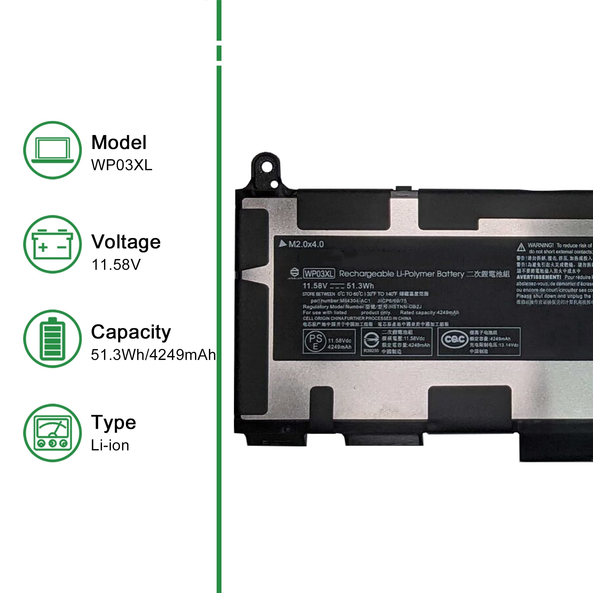 Amazon.com: JIAZIJIA WP03XL M73466-005 Laptop Battery Replacement