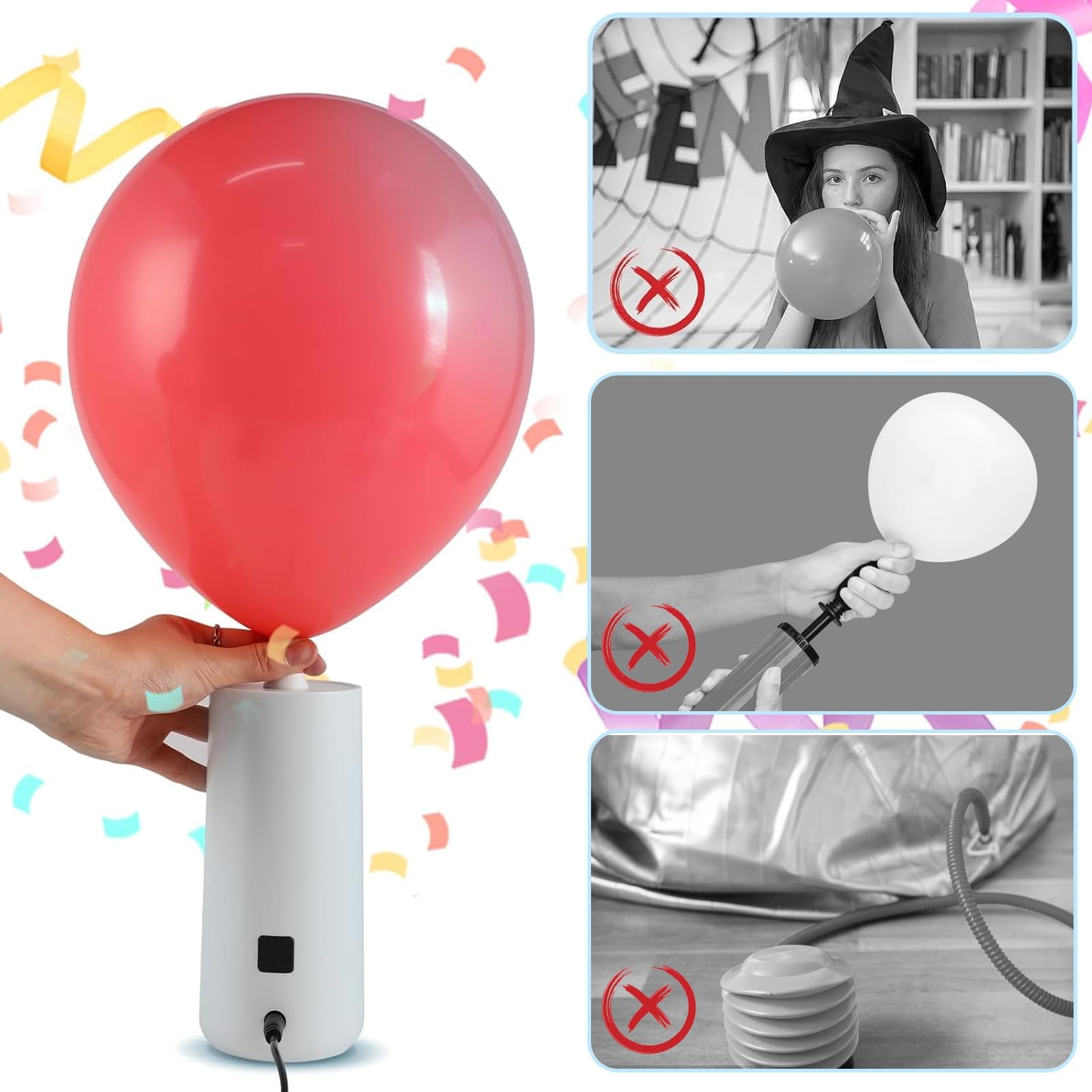 OBEST Pompa Elettrica per Palloncini Silenziosa Gonfia Palloncini Elettrico,Gonfiatore Portatile Della Macchina a Palloncino per Matrimoni Feste Compleanni Decorazioni di Natale