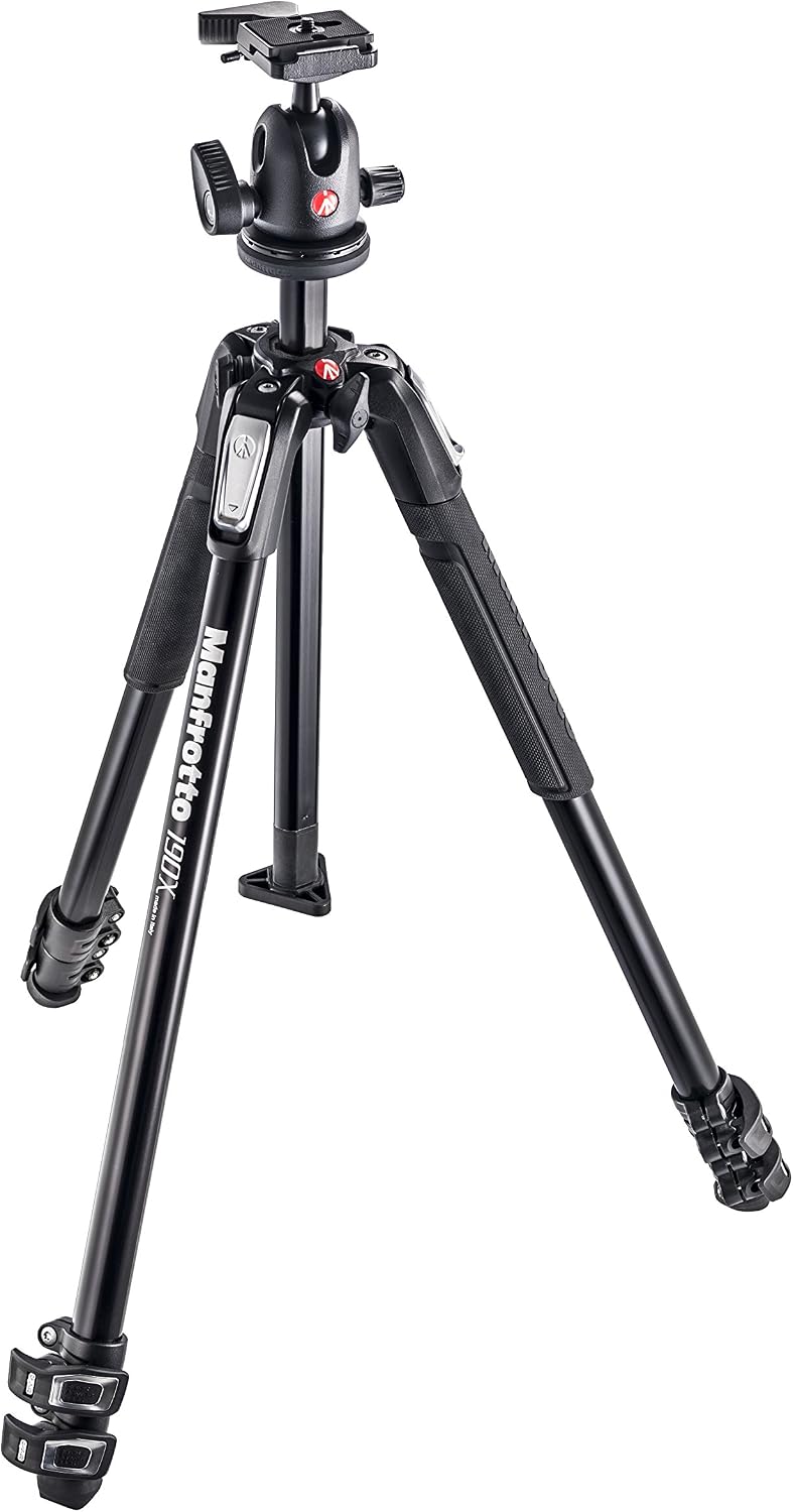 Manfrotto 190X Aluminum 3-Section Tripod Kit with Ball Head (MK190X3-BH)
