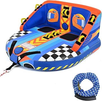 XGEAR Towable Tube for Boating, 1-2 Rider Inflatable Boat Tube