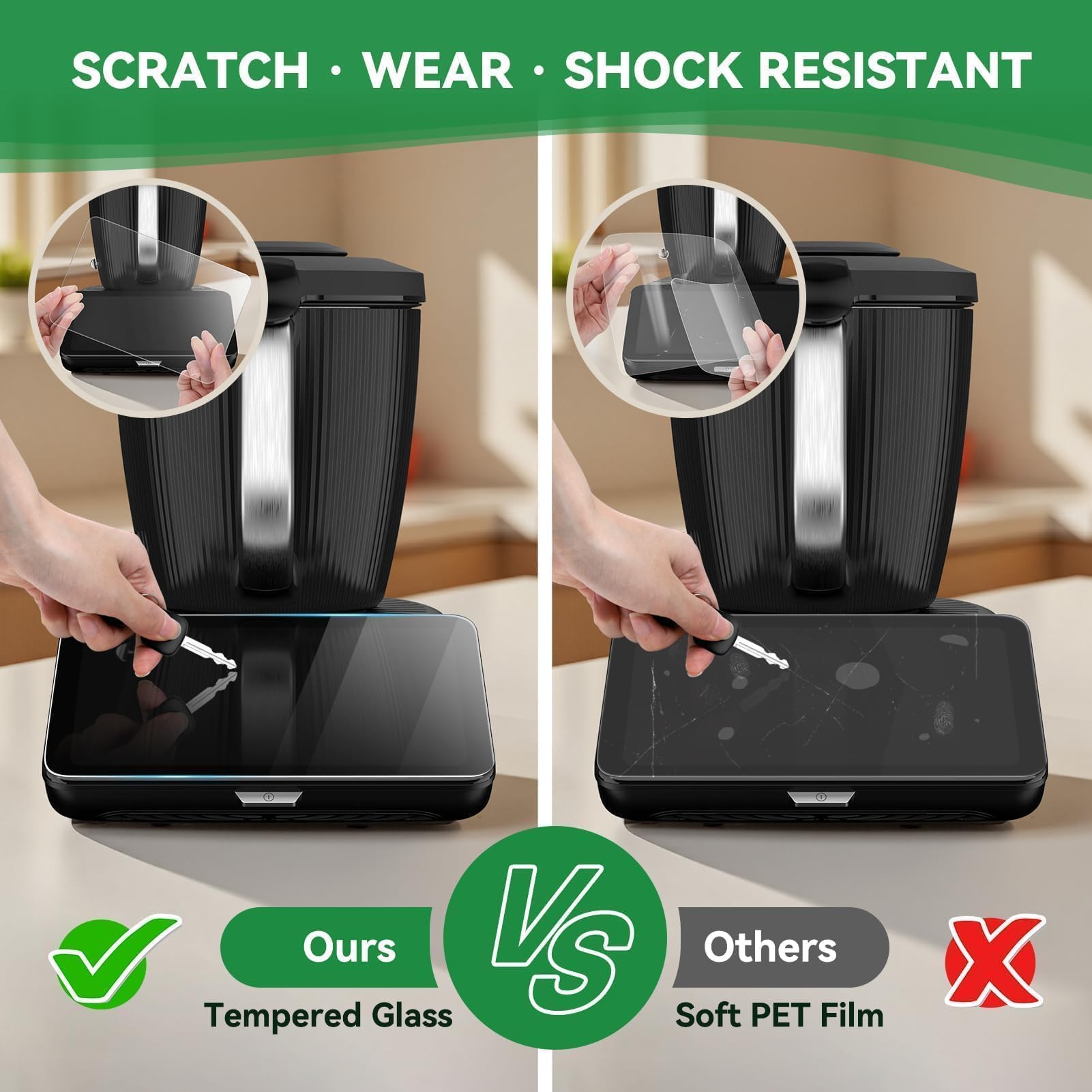 2 Pezzi Pellicola Prottetiva per Vorwerk Bimby TM7, Vetro Temperato 9H, Ultra Trasparente Pellicole Protettiva per Display TM7, Anti-Graffio, Anti-Impronta, Kit di Installazione Facile Incluso