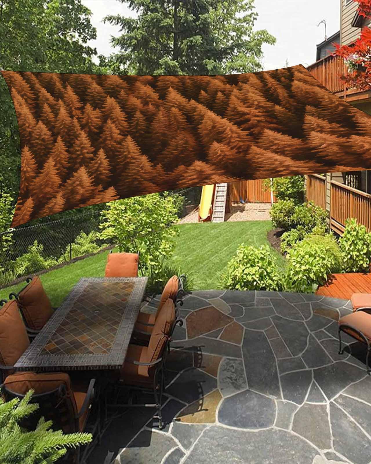 Boanket Sun Shade Sail 14' x 18', Burnt Orange Forest Large Heavy Duty Outdoor Shades Sun Screen, Modern Pine Trees Mysterious Art Shade Cloth for Patio Deck Terrace Garden Lawns Beach Backyard