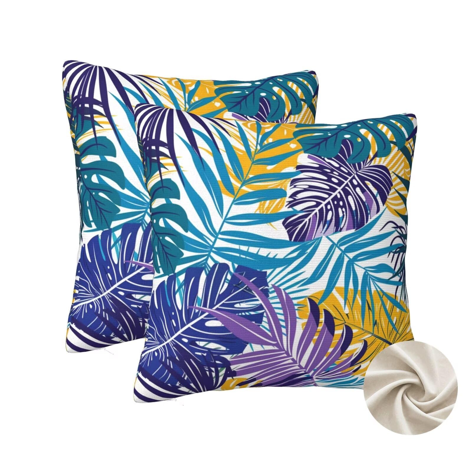 Housses de coussin plantes tropicales 70x70 cm lot de 2 taies oreiller canapé
