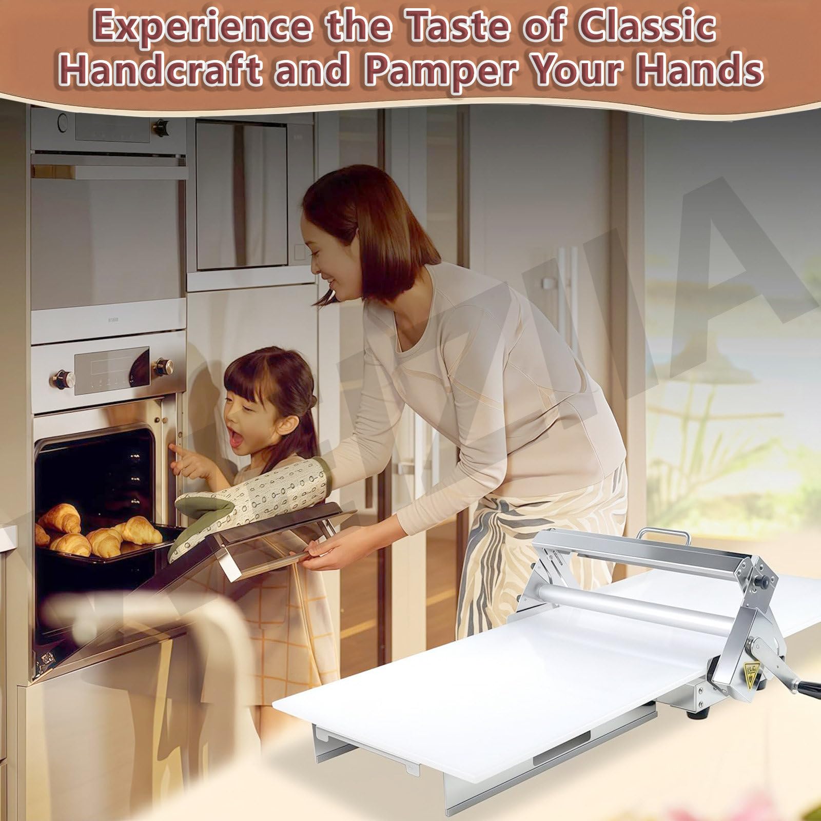 Macchina stenditrice Manuale per Pasta, Macchina sfogliatrice Pieghevole per Pasta, Macchina sfogliatrice da banco, Macchina sfogliatrice Manuale per Pasta, con 55 spessori Regolabili,90x40cm