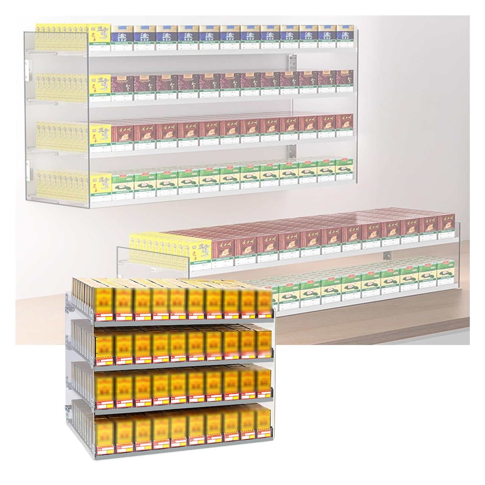 Étui à cigarettes mural et présentoir hiérarchique pour magasin