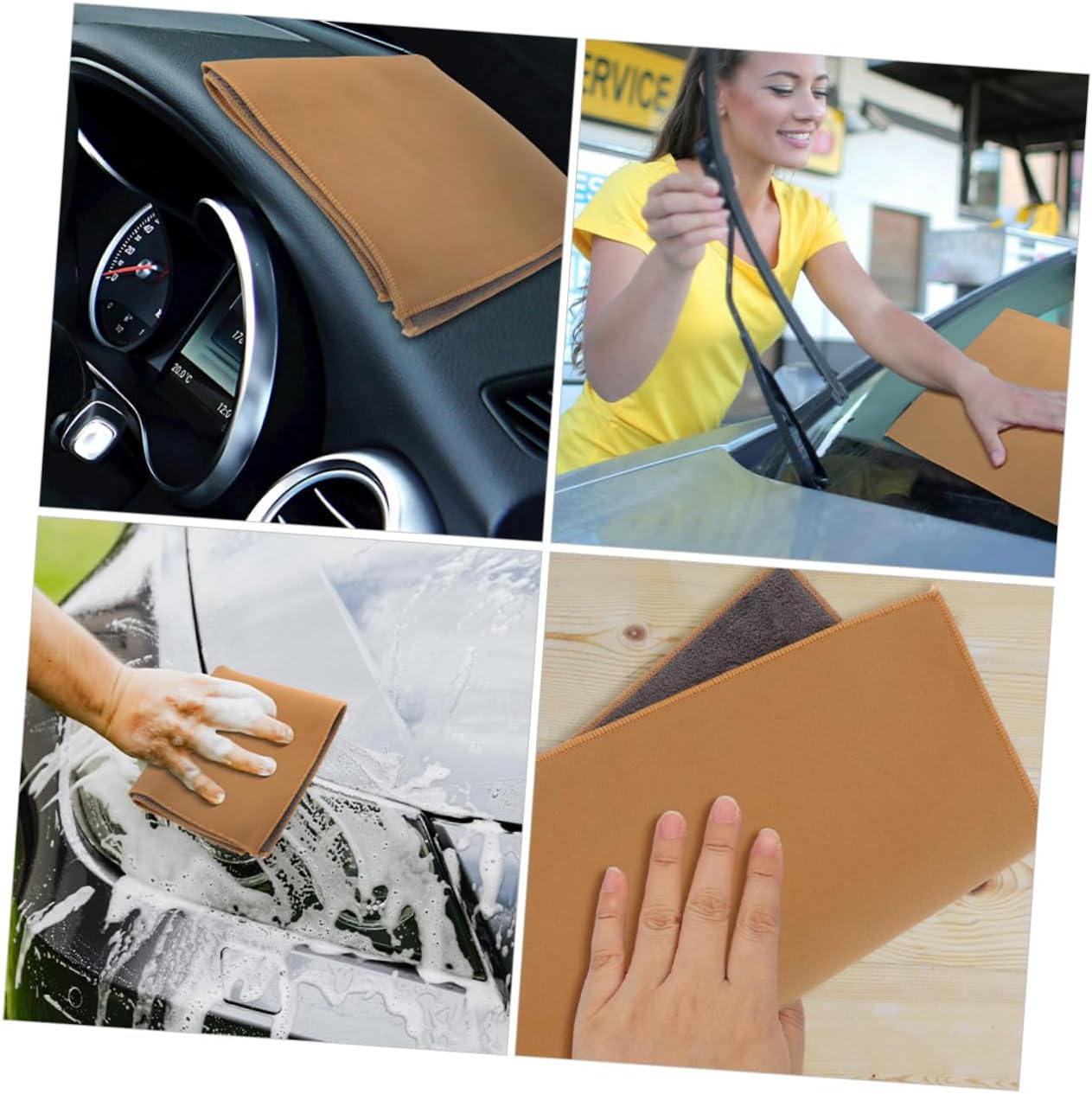 GARVALON Microfiber Car Wash Towel Double-Sided Absorbent Cleaning Cloth 30x60cm for Interior and Exterior Detailing, Gray Beige Blend, Thickened Car Drying Towel