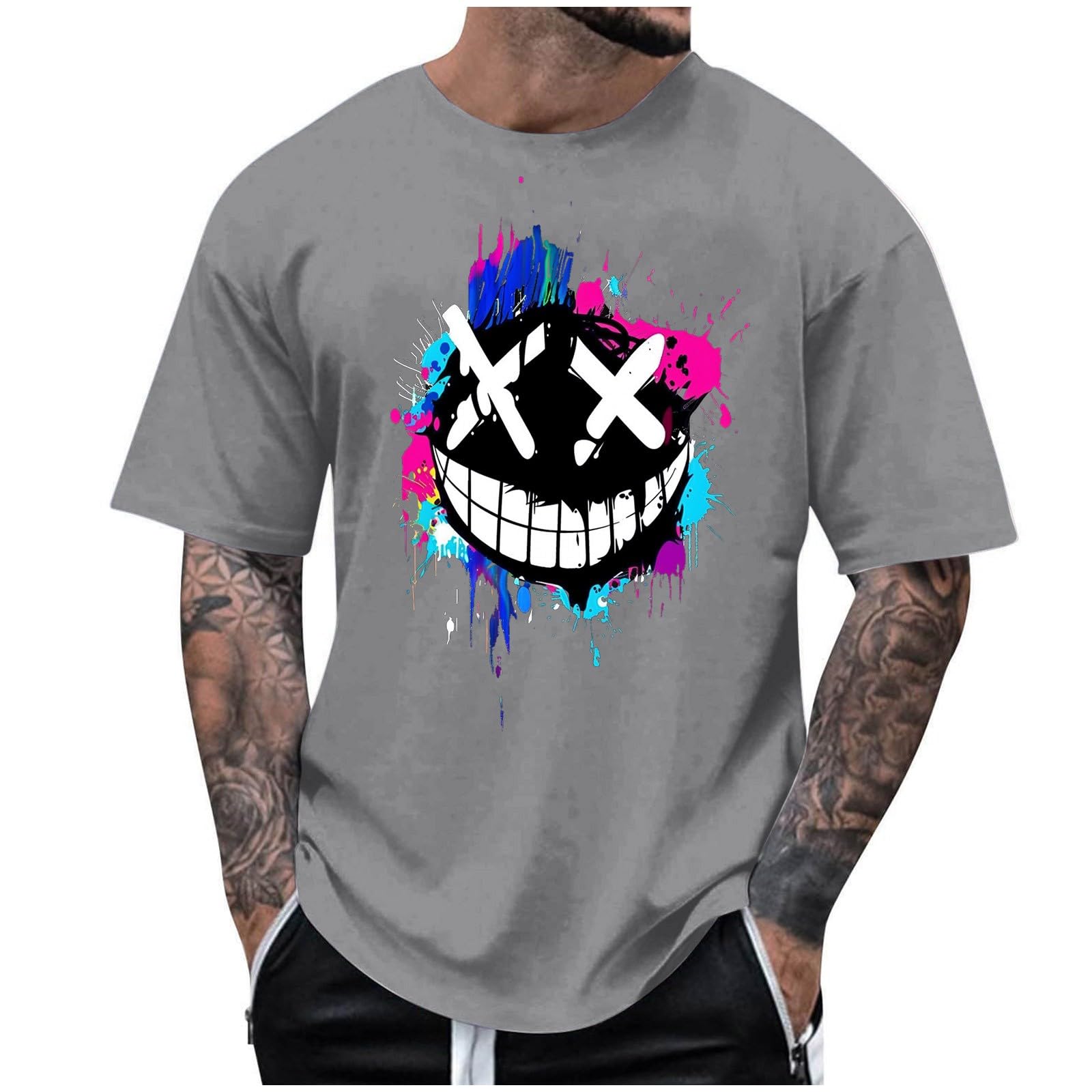 Oversized Shirts for Men Short Sleeve Streetwear Hip Hop Tees Novelty Funny Graphic T-Shirts Loose Casual Tops