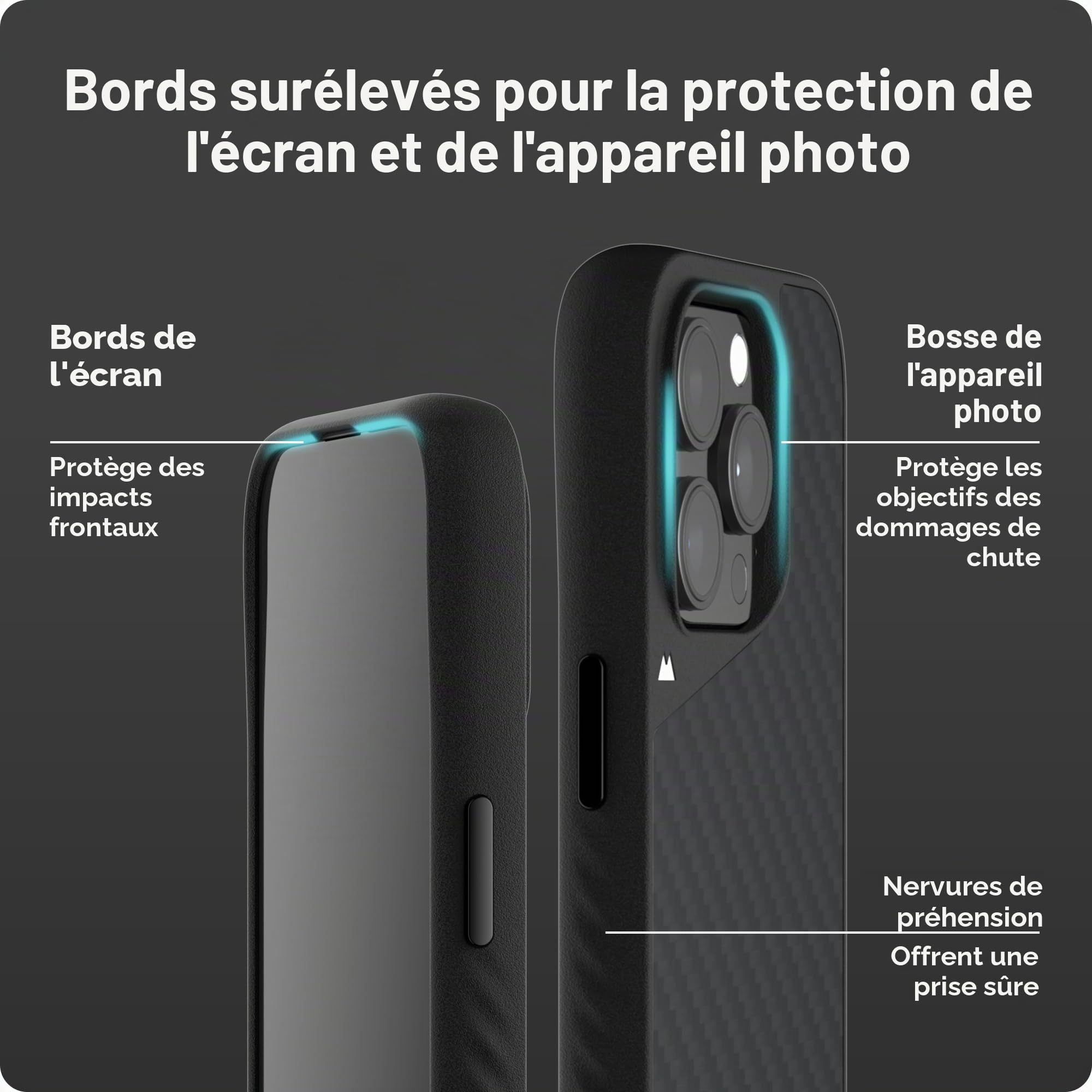 Mous pour iPhone 15 Pro Max Coque Compatible avec MagSafe, Limitless Fibre de Carbone - Antichoc
