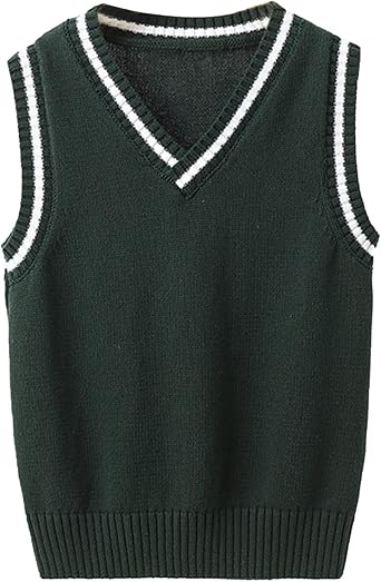 Oyolan Kids Boys Girls Casual Sleeveless Knit Sweater Vest V Neck Sweater Pullover School Uniform Cardigan