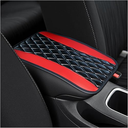 Miniatura 8 de Funda para consola central de automóvil, funda de piel sintética para reposabrazos de automóvil con diseño de rejilla de diamante, fundas