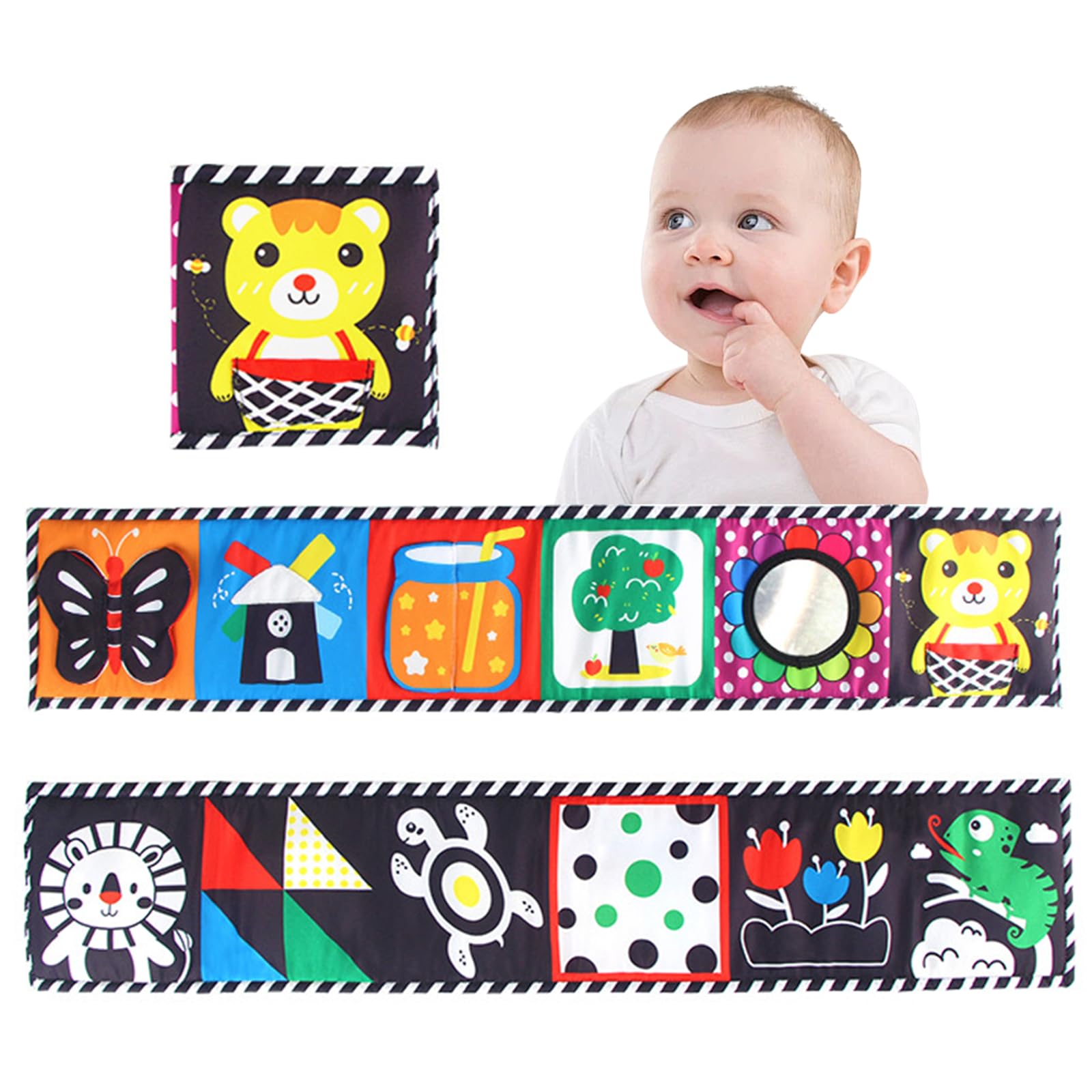 Yolistar 0 3 6 12 Monates Baby Buch,Schwarz Weiß Doppelseiti