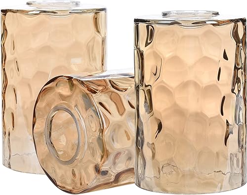 Paquete de 3 pantallas de repuesto para lámpara de vidrio martillado ámbar, accesorio de 1-58 pulgadas, cubierta de globo de vidrio cilíndrico