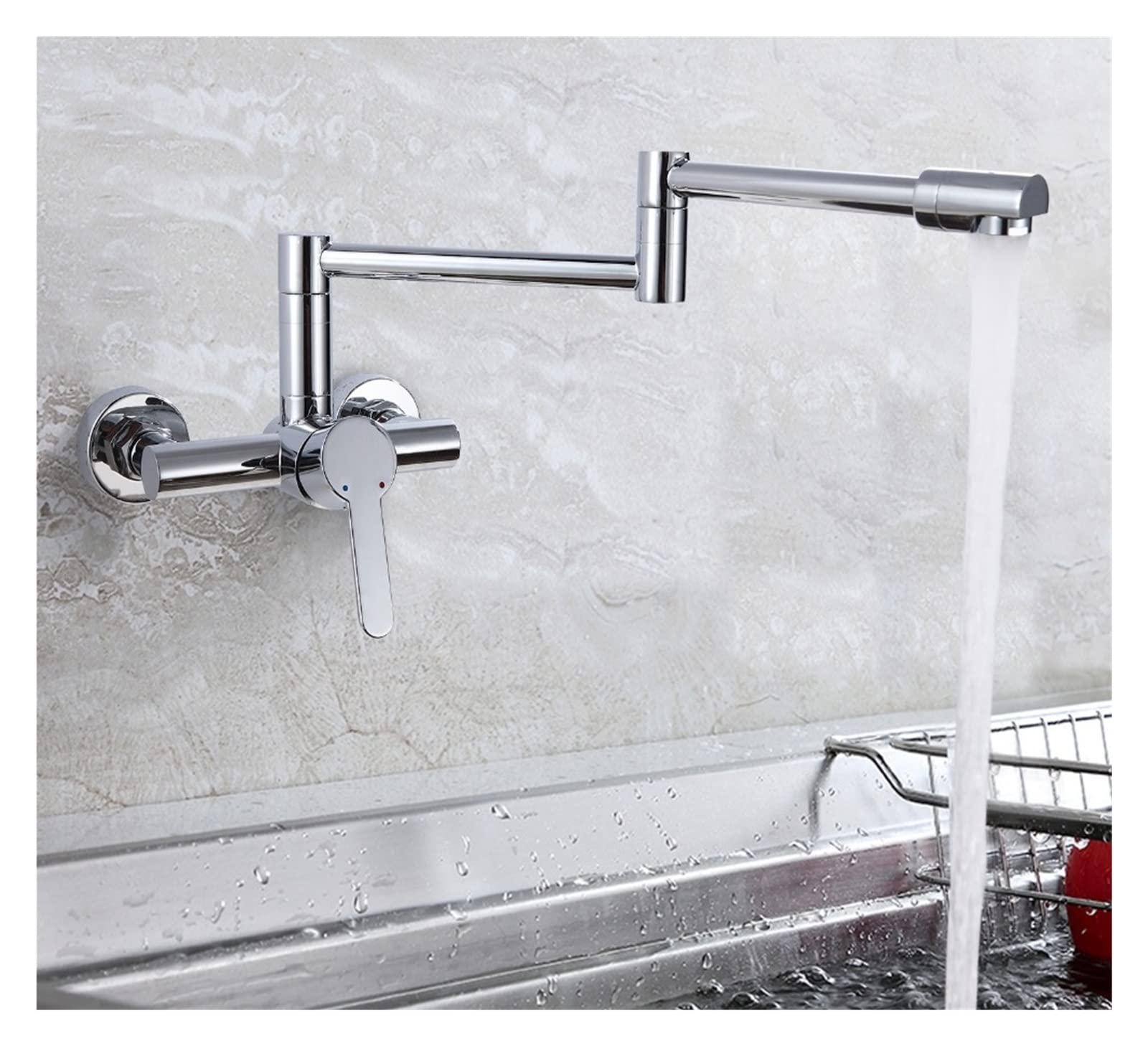 Faucet, Hot and Cold Water Hidden Extension Folding Kitchen Faucet Tap