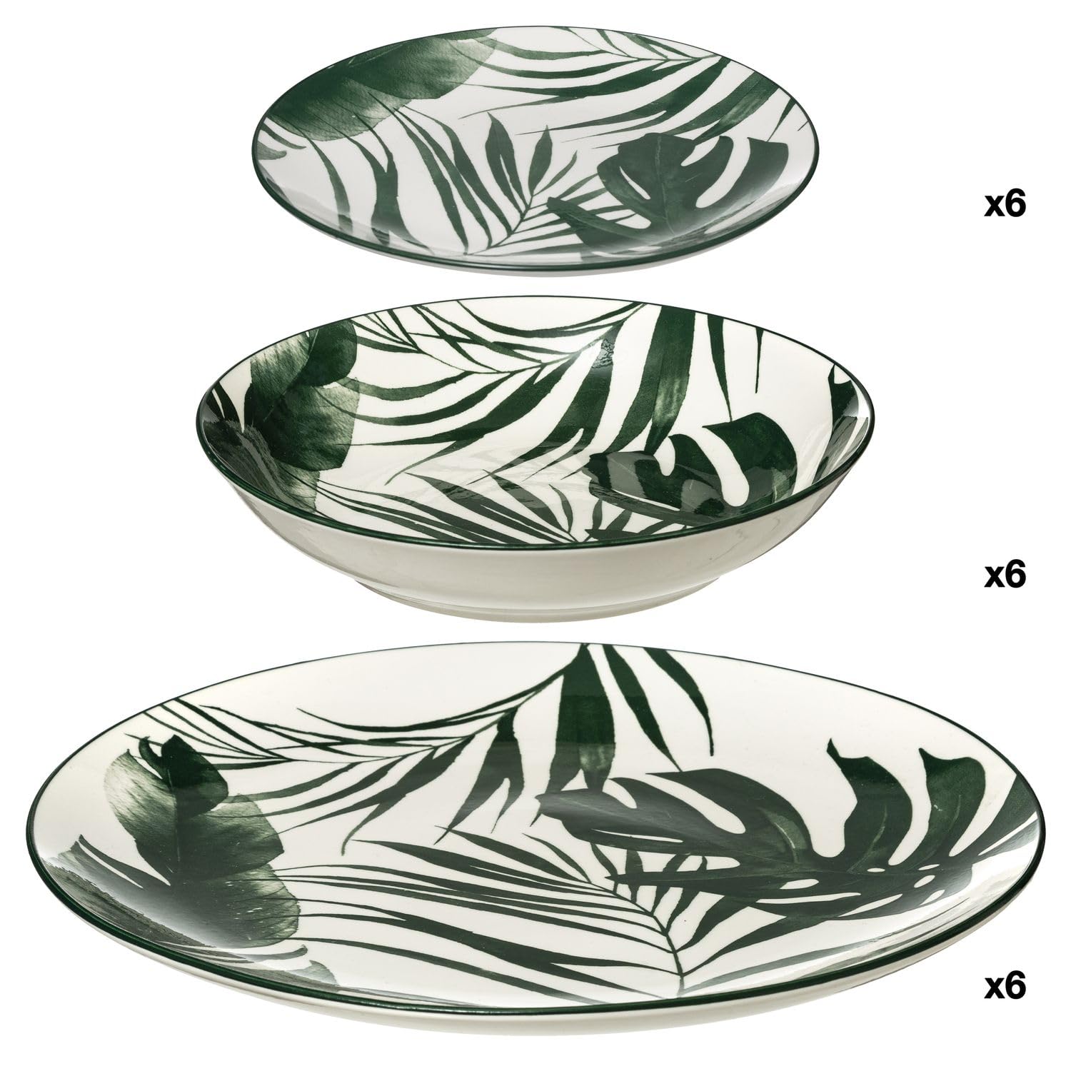 Secret de Gourmet - 18 pezzi servizio palme bianco verde