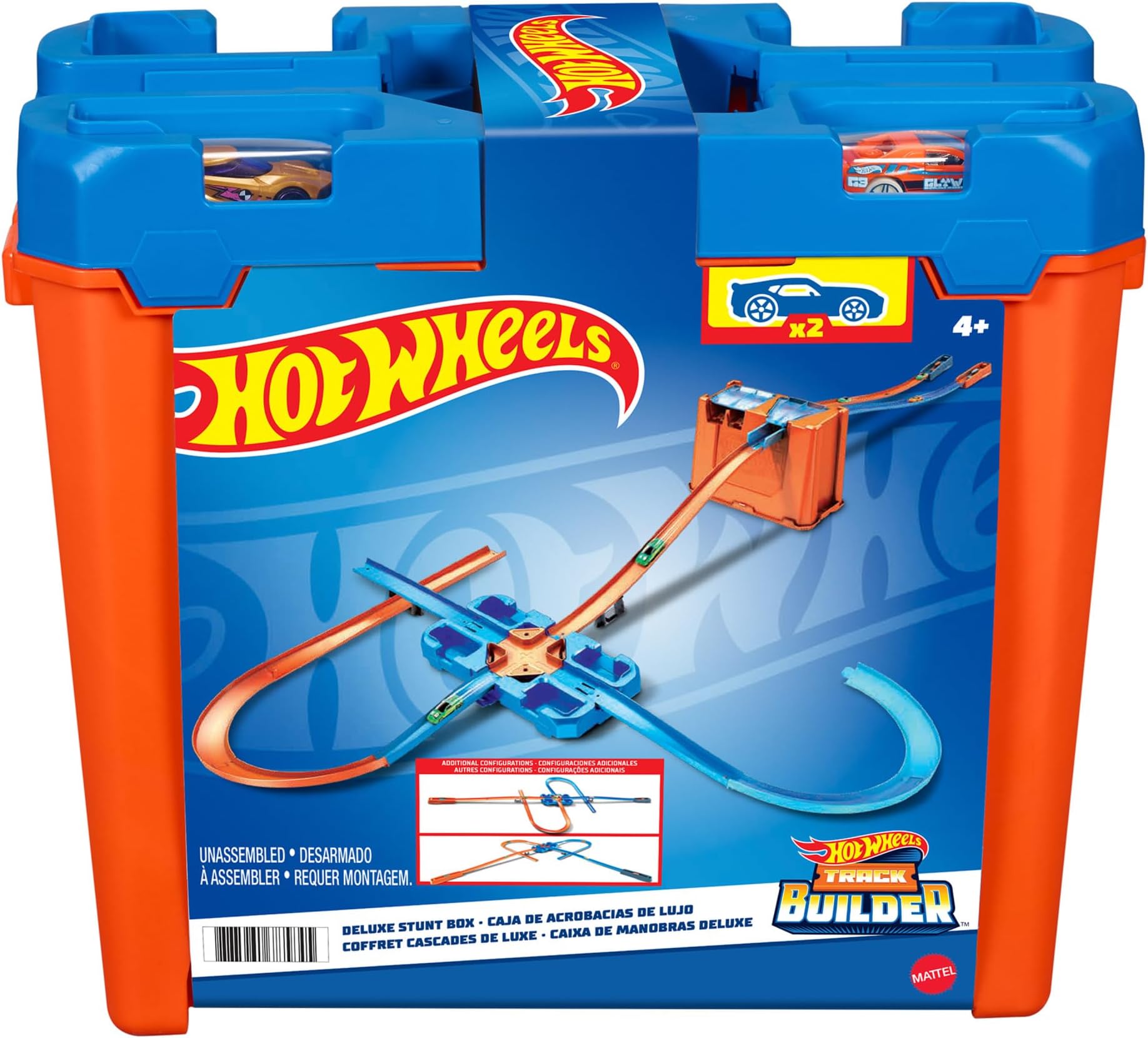 Track Builder Deluxe Stunt Box, Over 5 metres Track Builder System, Head-to-Head Stunt Tracks with Dual Launchers, Includes 2 Toy Cars, Toys for Ages 6 Years and Up, One Pack, ‎GGP93