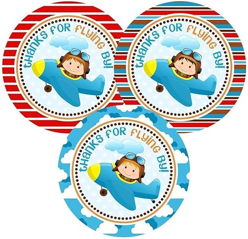 Etiquetas adhesivas de agradecimiento de piloto de avión para niños, regalos de fiesta de baby shower, juego de 30