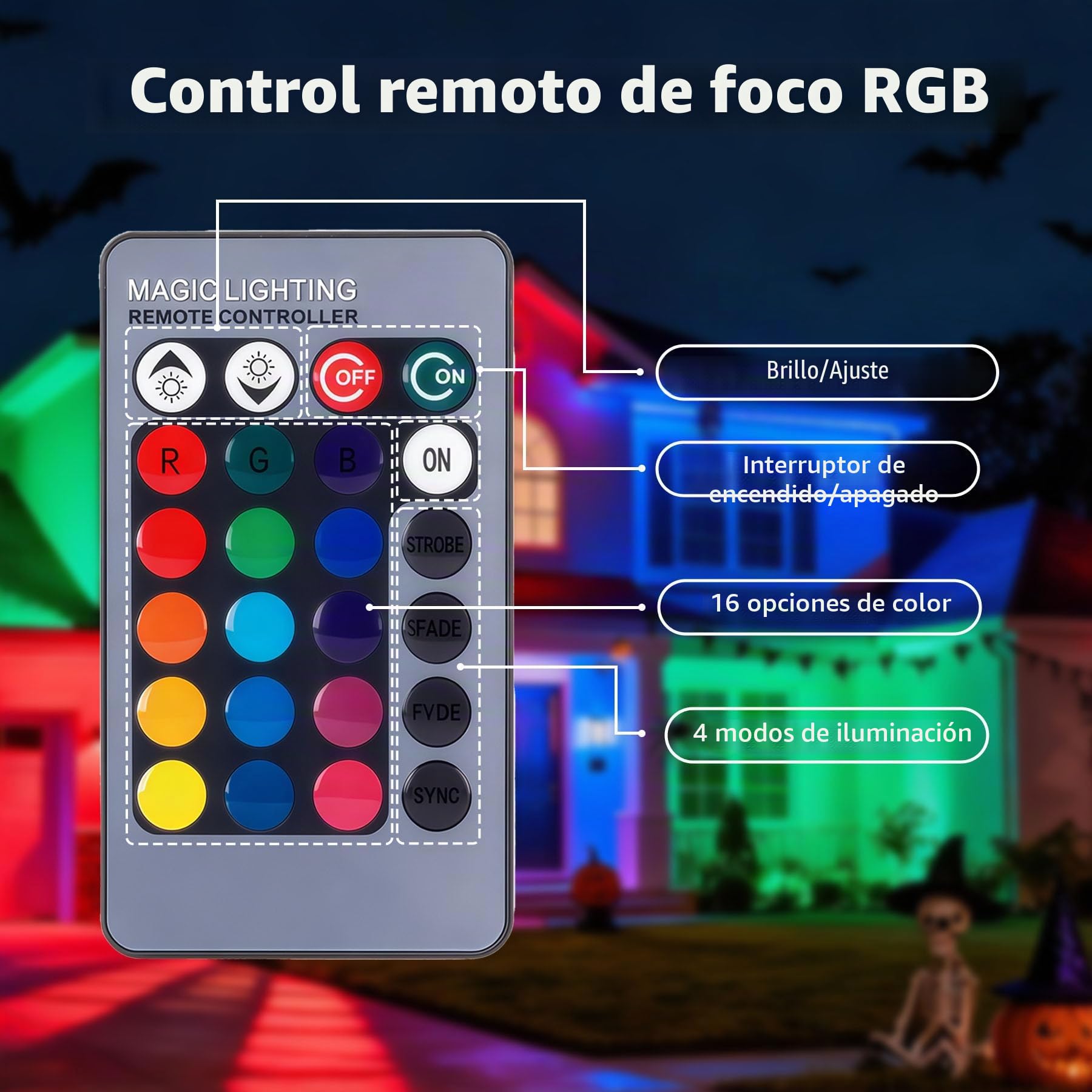 4 Piezas 10W RGB Foco Proyector Exterior, Lámpara de Césped RGB con Espica Impermeable IP65 Focos de Jardín con Pincho Para Jardín Aire Libre Césped Patio Decoración