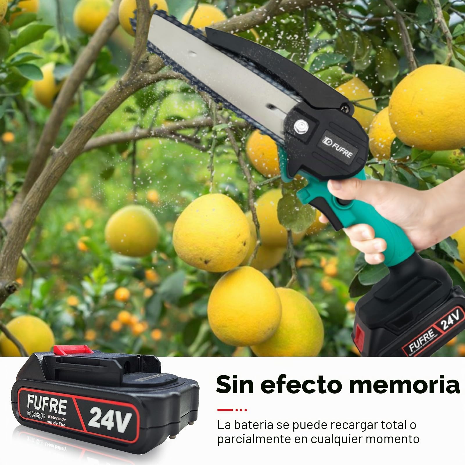 Batería de 24 V (ion de litio, 21 V, 2 baterías de 2000 mAh), inalámbrica, eléctrica, recargable, para motosierra de 4/6 pulgadas, compatible con otros dispositivos eléctricos pequeños