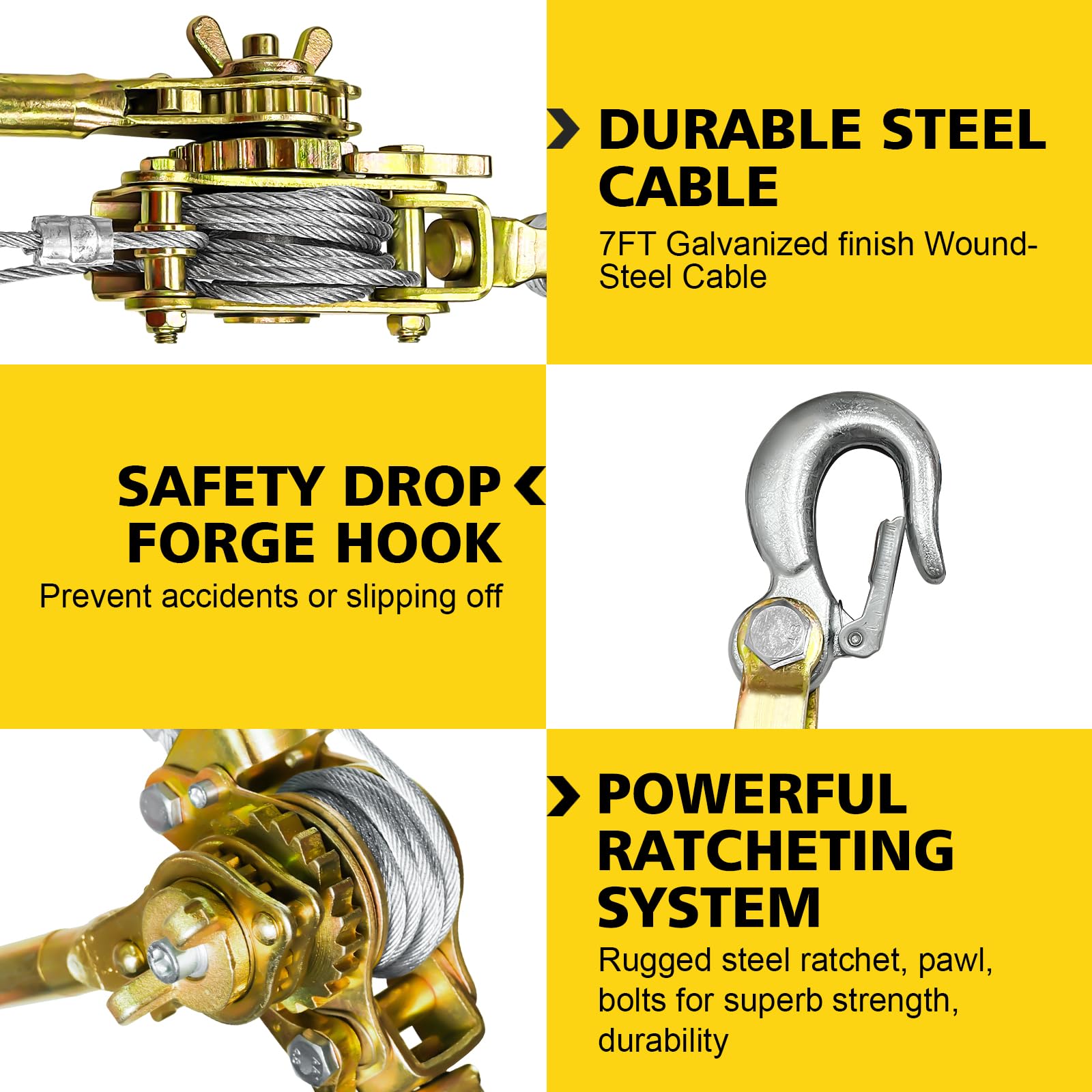 SENKEYFE Come Along Winch - 10FT Heavy Duty Puller -2 SENKEYFE Come Along Winch - 10FT Heavy Duty Puller -2