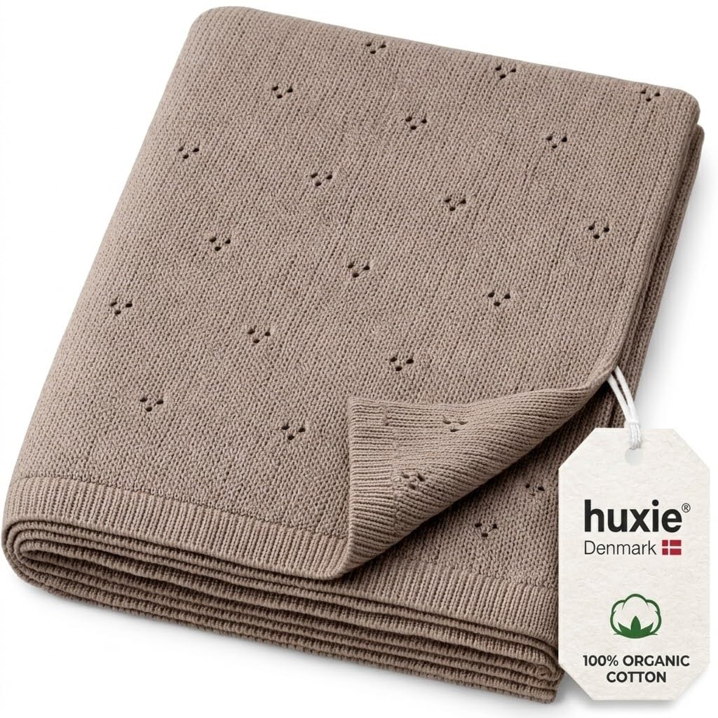 Pointelle Knit Baby Blanket – 100% Organic Cotton, Newborn Crib Quilt