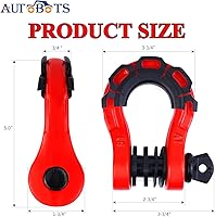 Vista 24 de AUTOBOTS D Ring Shackles Heavy Duty(2 Pack) 68,000 lbs Capacity, Tow Hooks Clevis Shackle with 7/8" Screw Pin for Towing Winch Off Road Accessory