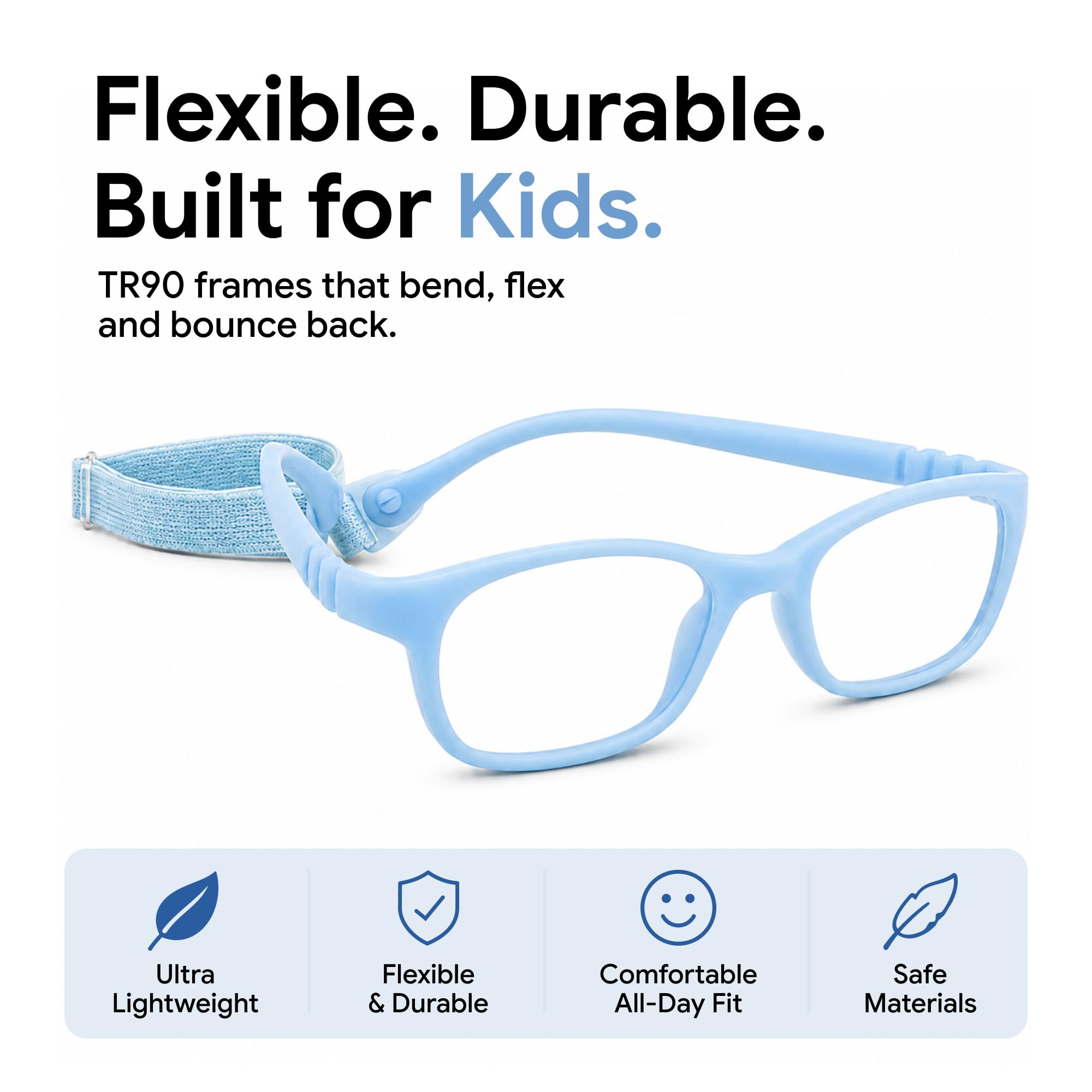 Gafas de marco flexible para niños de 1 a 3 años irrompibles para niños, gafas flexibles para niños 44-15-120