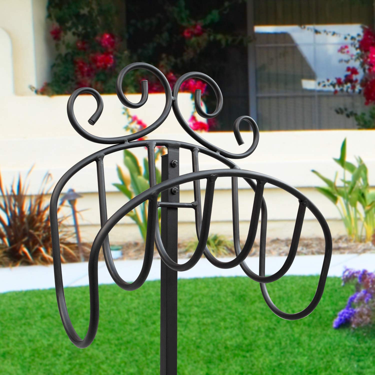 Amagabeli Garden Hose Holder Freestanding Holds 125ft Hose Detachable