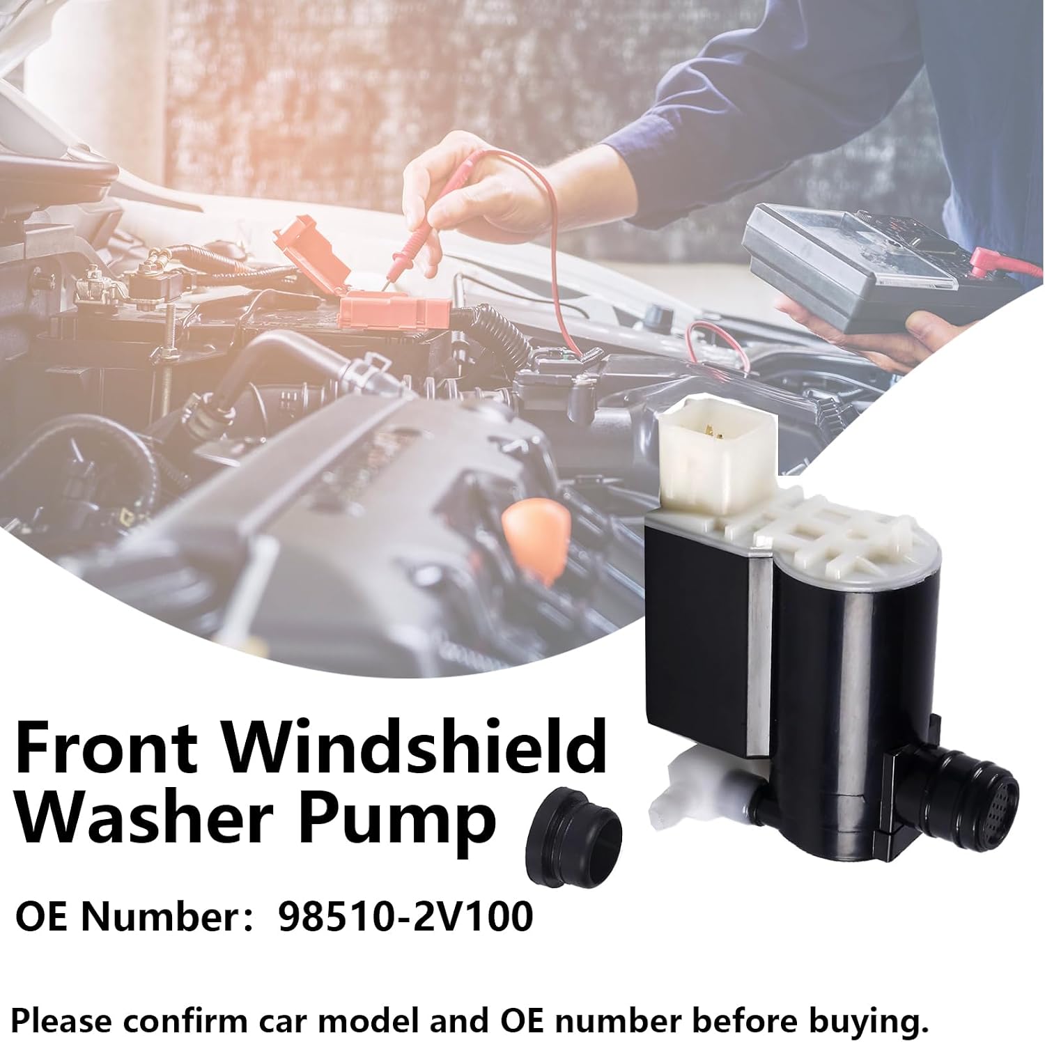 98510-2V100 Front Windshield Washer Pump for Hyundai Entourage Veracruz Veloster Santa Fe