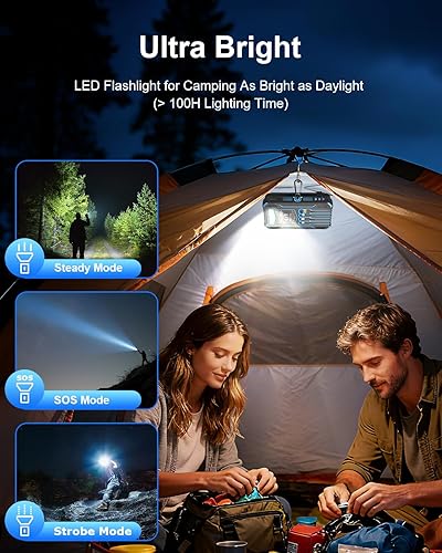 Miniatura 8 de Cargador solar de 49800 mAh, cargador de teléfono portátil inalámbrico integrado, 4 cables y 4 paneles solares, 12 W QC3.0 carga rápida USB-C