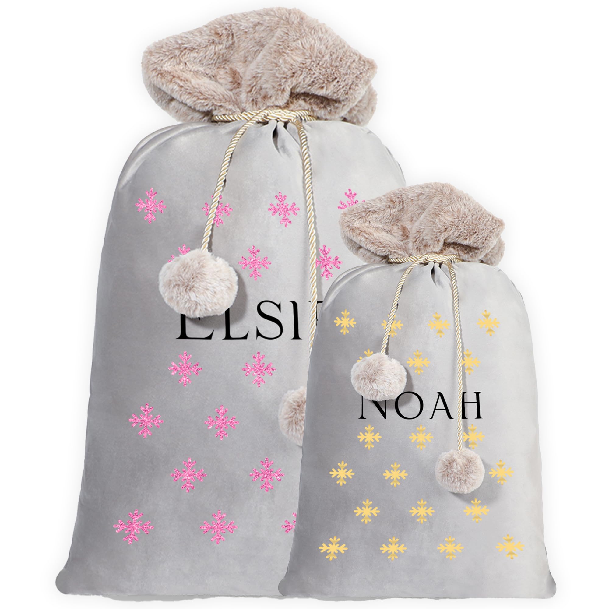 Print Maniacs Grey - Snow Flakes Personalised Dad Santa Sacks Gifts For Dad, Personalised Santa Sack With Stocking, Santa Sack Adults, Stocking Santa Sack, Christmas Stocking Gifts For Dad From Daughter, Son, Wife