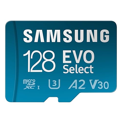 Samsung EVO Select microSD Memory Card + Adapter, 128GB microSDXC, Up-to 160 MB/s, 4K UHD, UHS-I, C10, U3, V30, A2, for Mobile Phone, Smartphones, Nintendo-Switch, and Tablets (MB-ME128SA/AM) - 128GB - New Generation - up to 160 MB/s