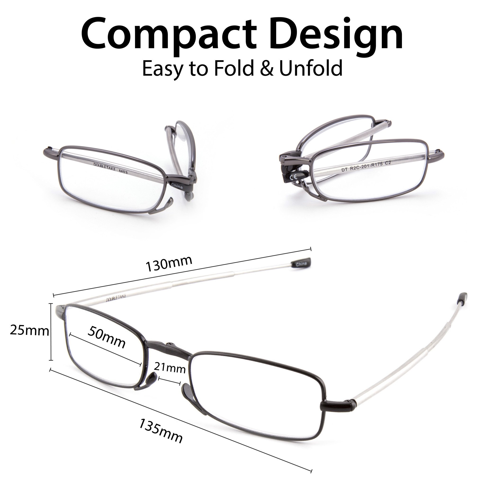 DOUBLETAKE Reading Glasses 2 Pairs Folding Readers Includes Glasses Case Buy Online in United