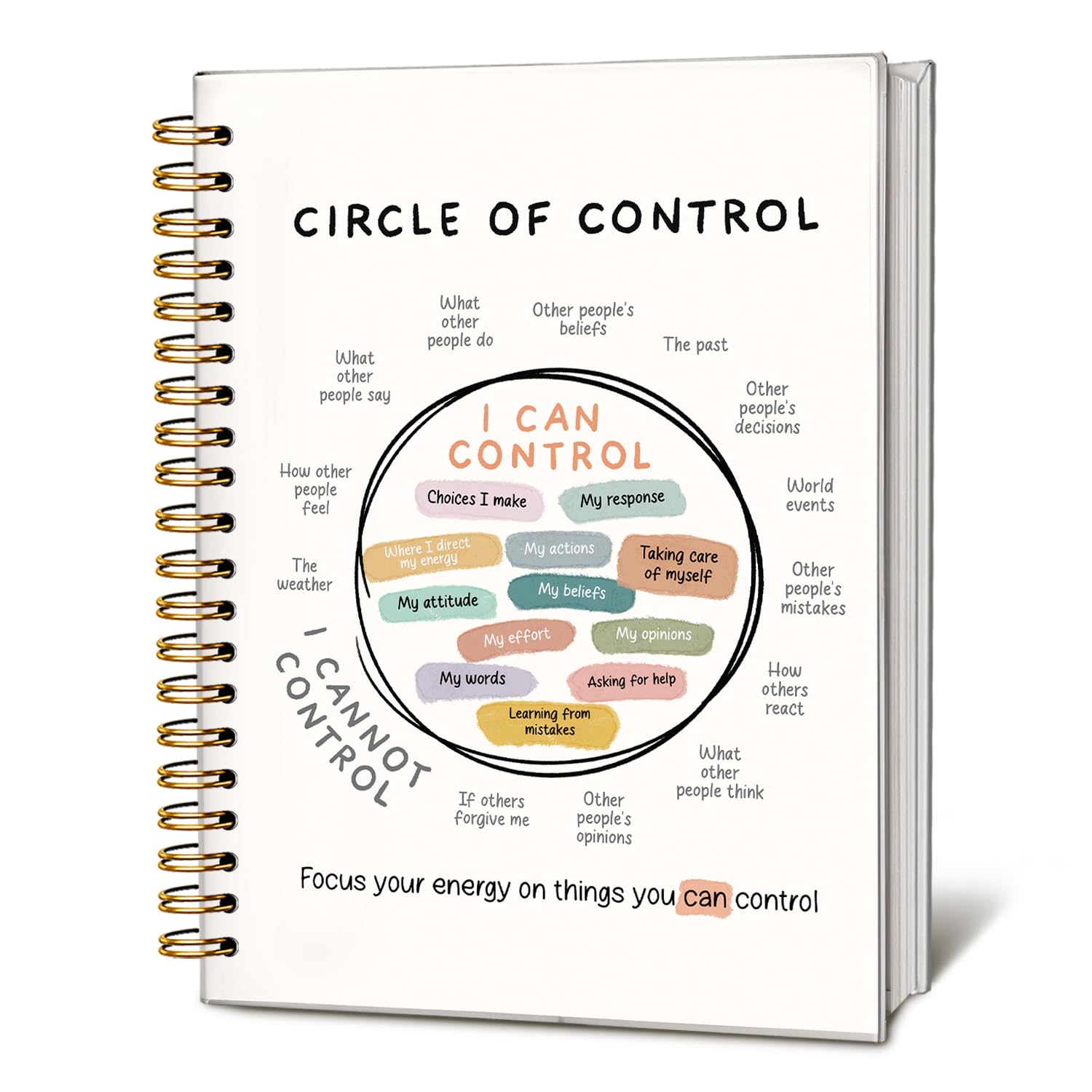 LIANGW Circle of Control Tagebuch für psychische Gesundheit, Therapie-Tagebuch für psychische Gesundheit, Geschenk für psychische Gesundheit, psychische Gesundheit, Tagebuch für Frauen, gebundenes