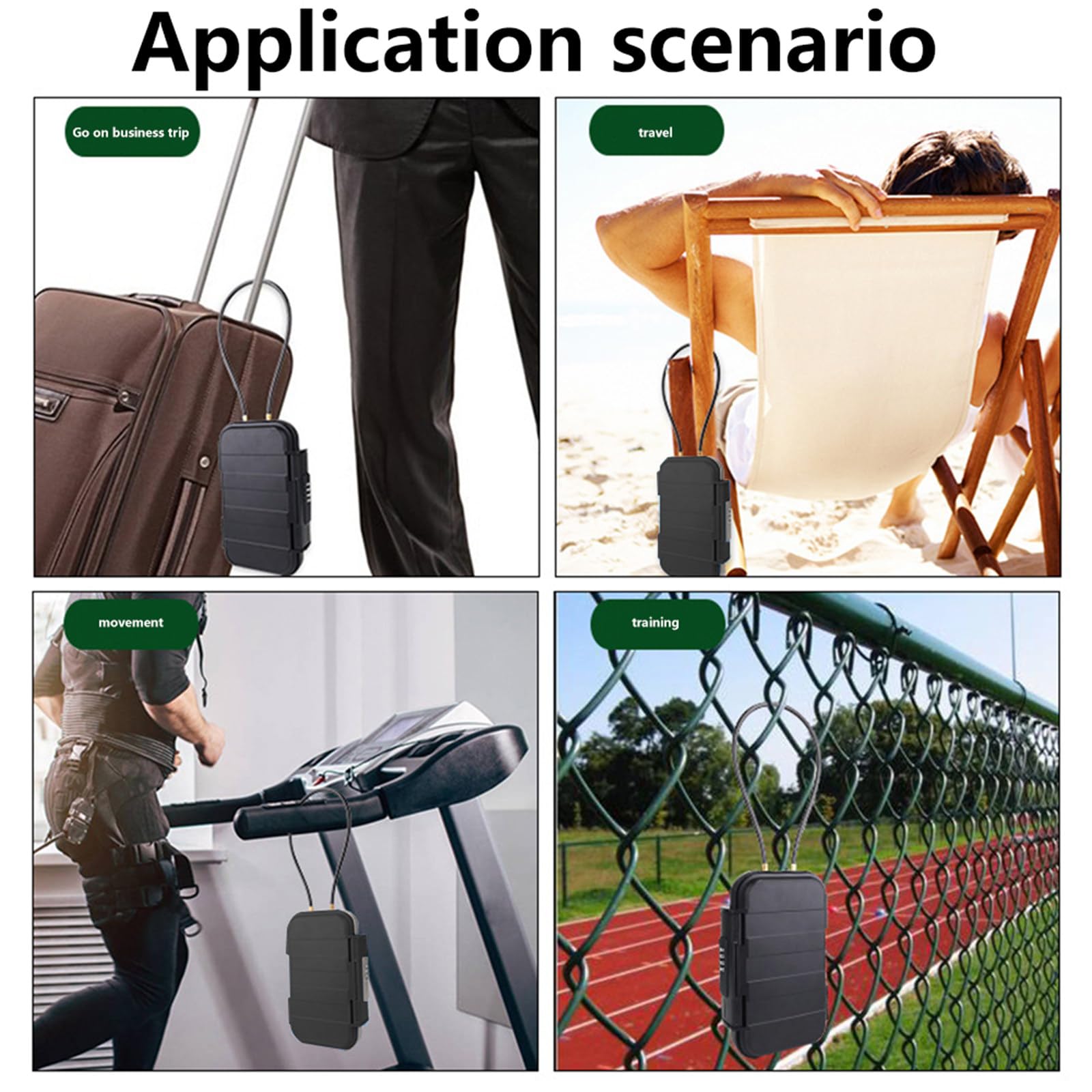 Coffre-fort portable sans clé avec chaîne amovible – Coffre-fort de voyage en caoutchouc étanche pour téléphone, bureau et plage, noir