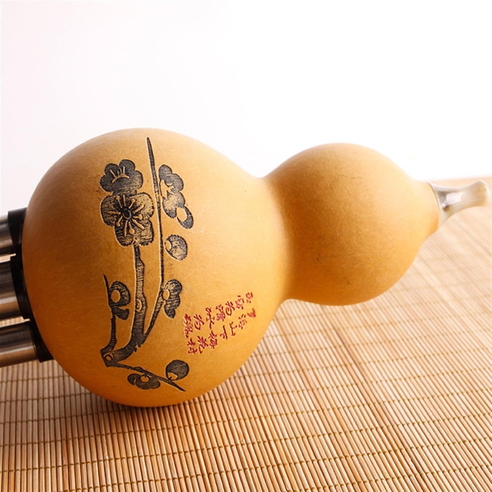 Flauta Hulusi anticaída Natural y duradera Flauta Hulusi de tres tonos Tecla C/B Tecla plana Calabaza Instrumento musical con estuche Hulusi profesional(C Key)