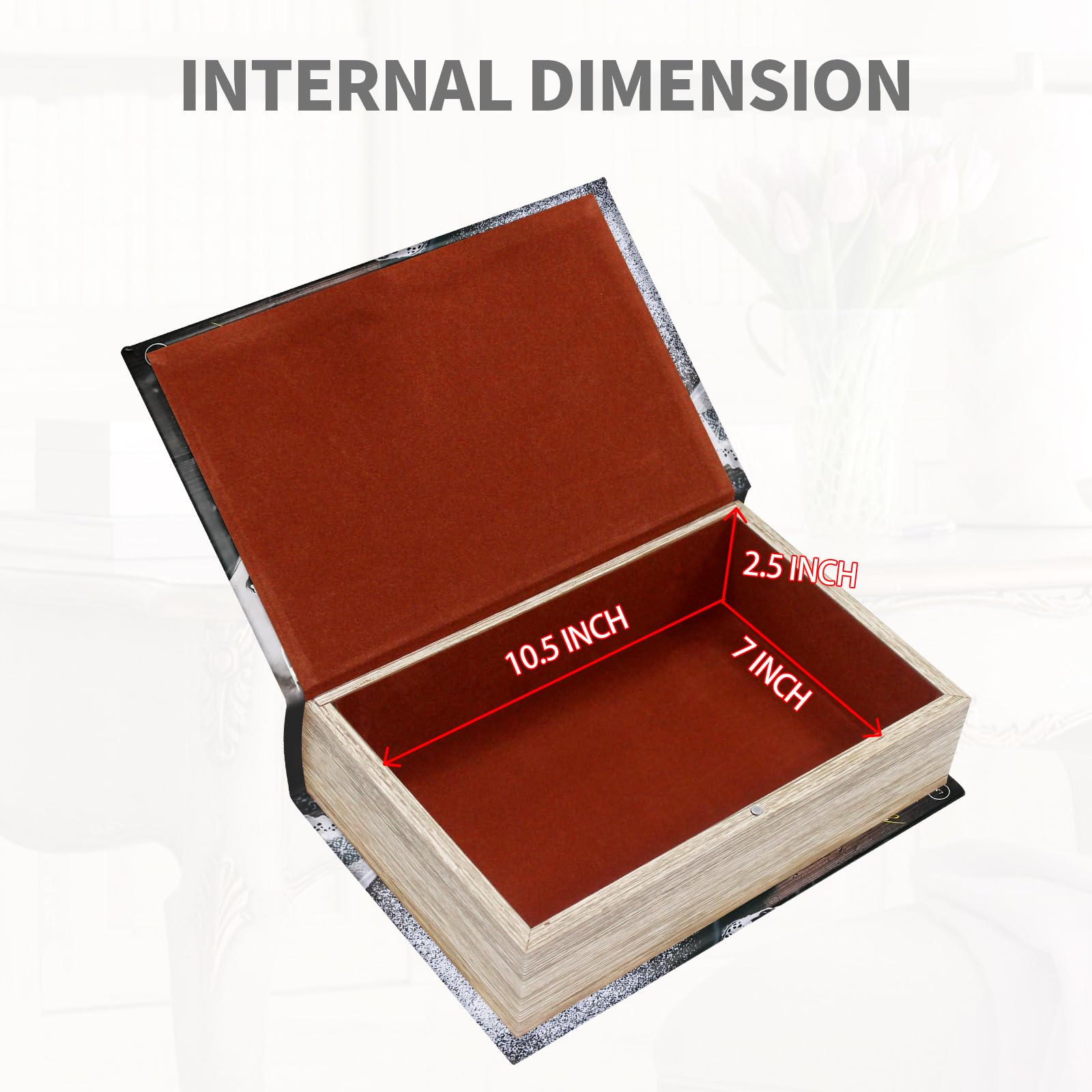 Premium Leather Book Shaped Box Decorative Storage with Embossed Design, Secret Safe for Valuables,Remote Control Holder Decorative Vintage Pattern Large Size Box: Brown magazine