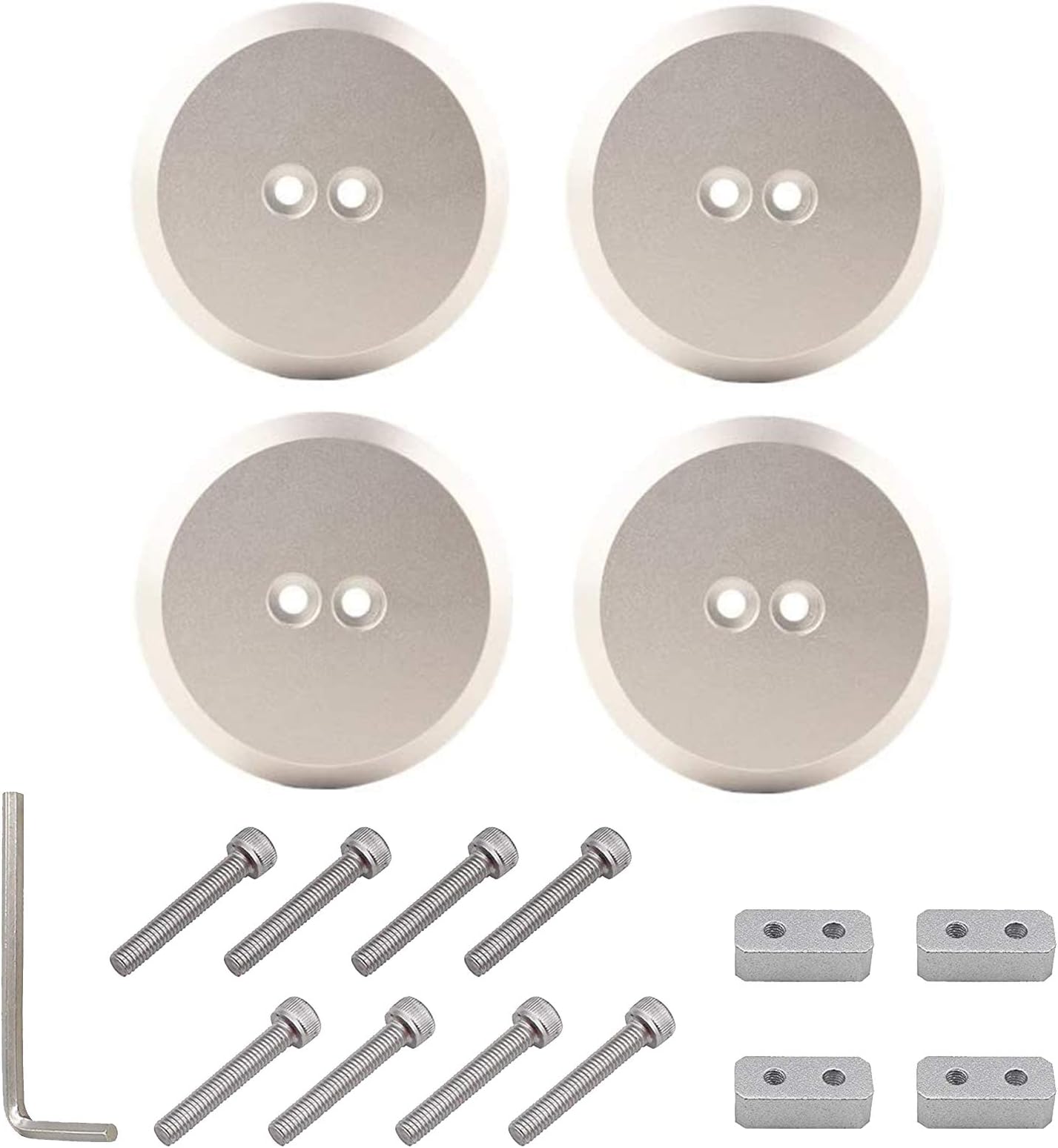 JUNHOMAluminum Floor Jack Pad Adapter Billet fit for C7/C6 Corvette Premium Bolt on Jack Points-4 Pack (Silver)
