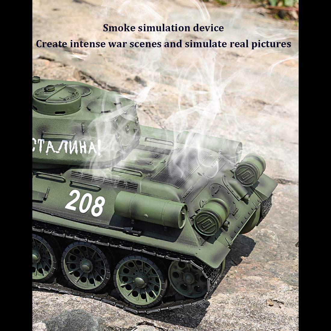 1/16 T-34 carro armato da combattimento modellismo, carro armato militare con effetti di fumo, kit di modellismo giocattolo per adulti - edizione aggiornata