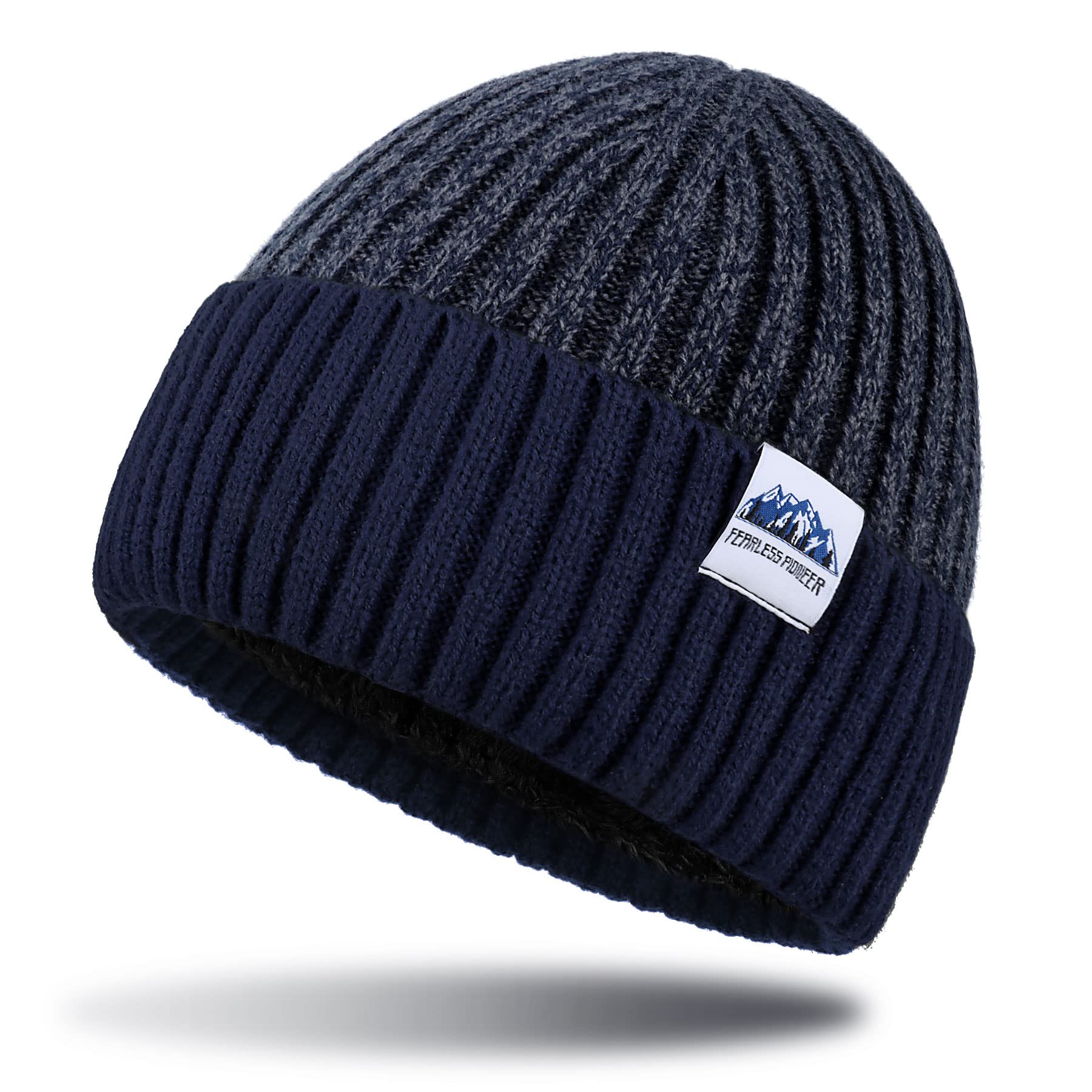 KQueenStar DirectBeanie Hat Mens - Winter Thermal Hats with Fleece Lining Skullies & Beanies Warm Soft Stretchable Knitted Cuffed Skull Caps Hats for Men Outdoor UK