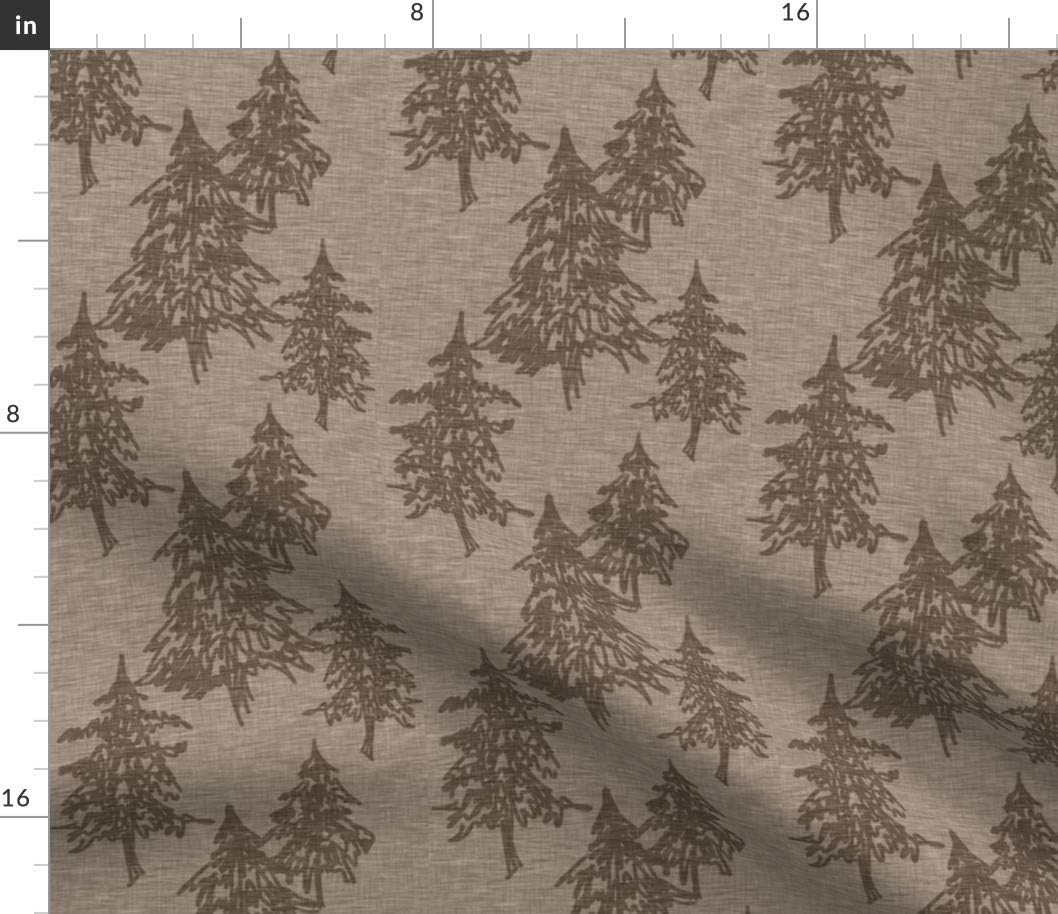 Spoonflower Fabric - Trees Forest Pine Brown Woodland Printed on Petal Signature Cotton Fabric by The Yard - Sewing Quilting Apparel Crafts Decor