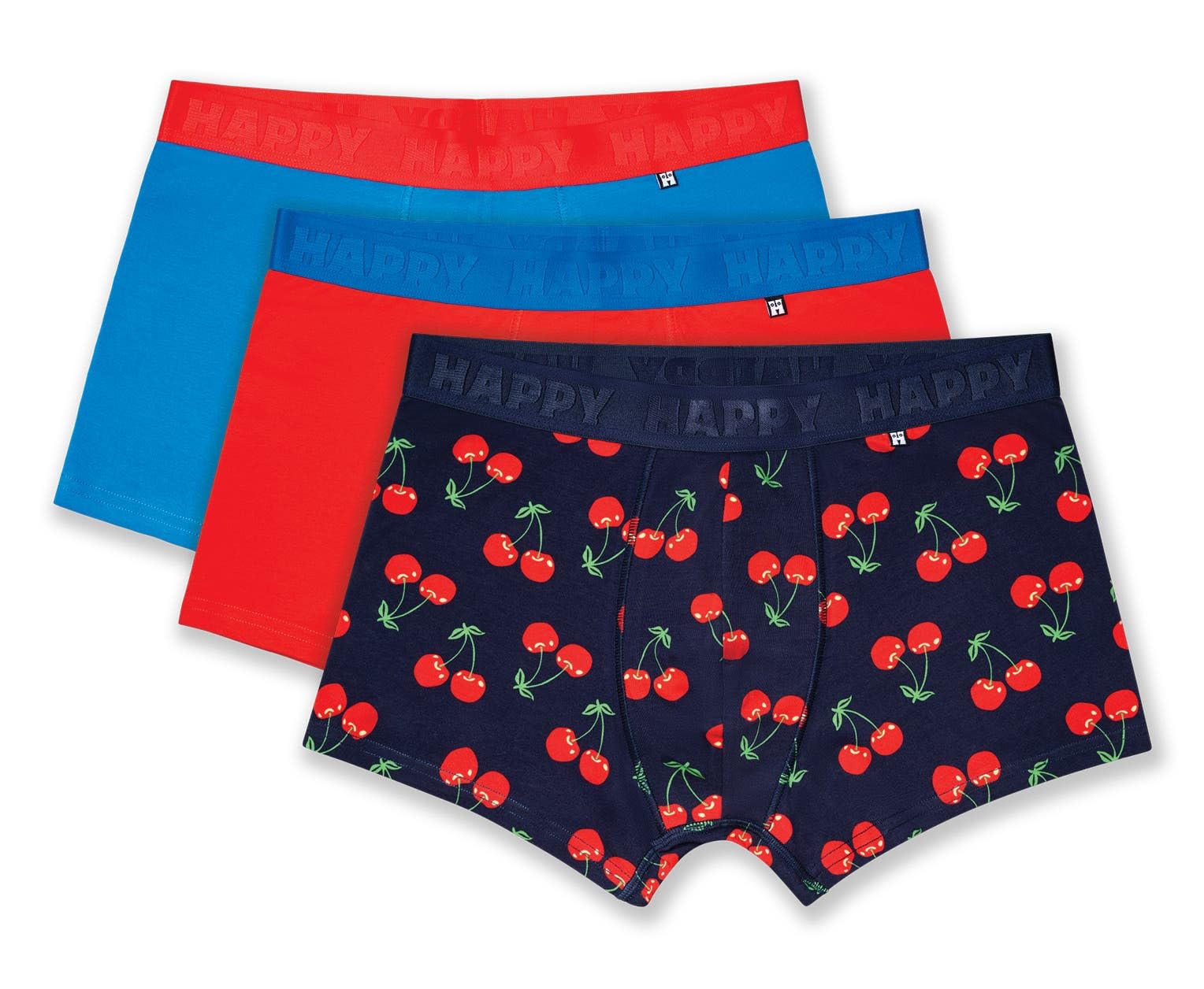 Happy Socks 3-pak bawełnianych bokserek Cherrys, męskich, granatowych, rozmiar M