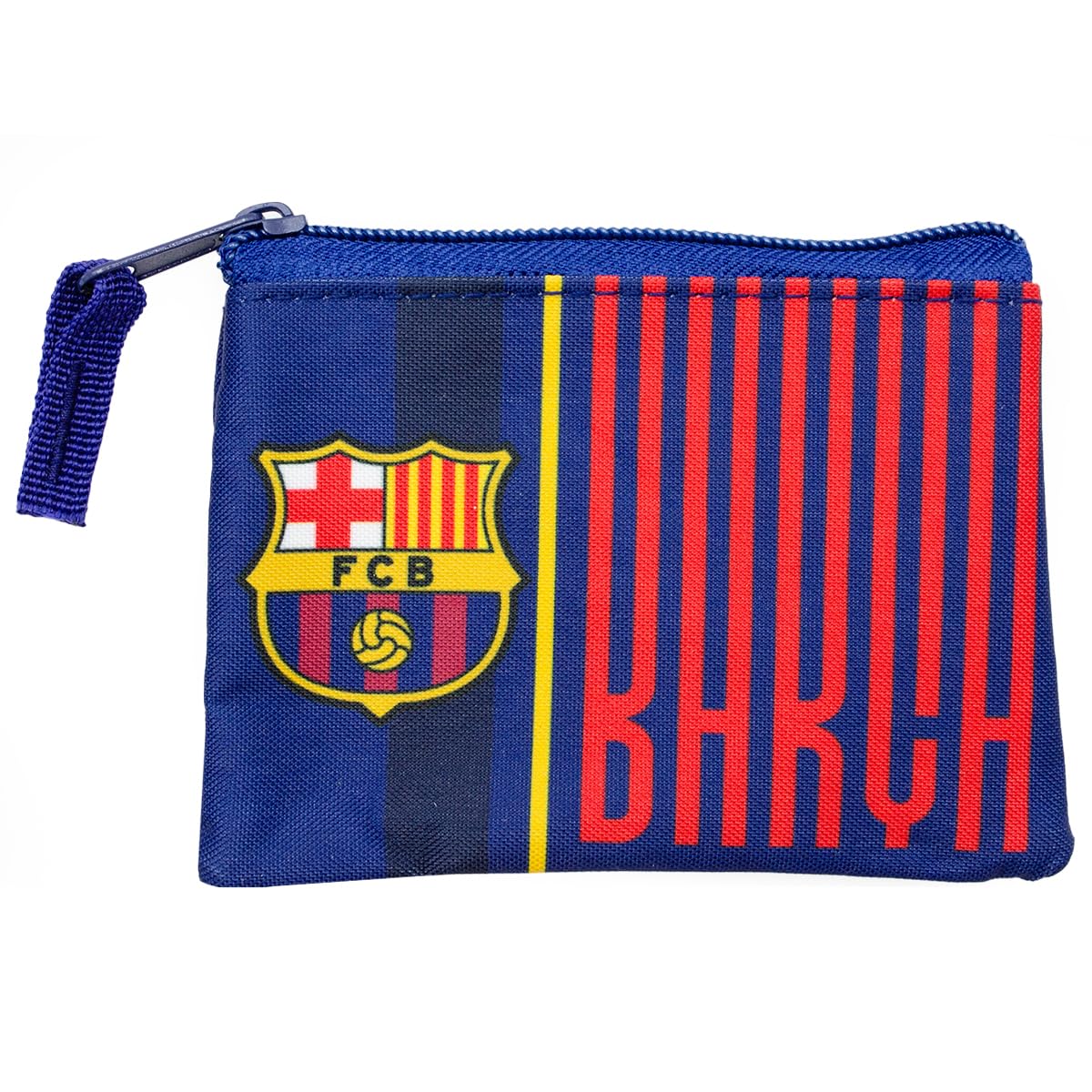 Monedero Rectangular FC Barcelona Oficial 12,5 x 10 cm | Billetero Compacto 100% Poliéster con Cremallera Segura | Accesorio Licenciado para Fans
