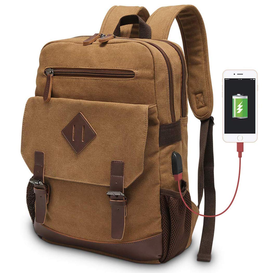Canvas Backpack for Men Women, Vintage Rucksack Fits Most 15.6 Inch