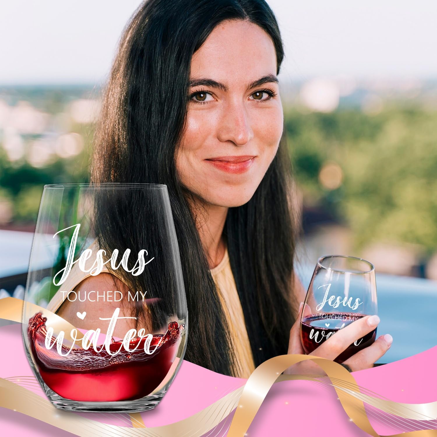 Touched My Water Wine Glasses, Funny Inspirational Gift for Women Gifts for Birthday Mom Father's Day Friendship Retirement Gifts (Clear-My Water) - Image 7