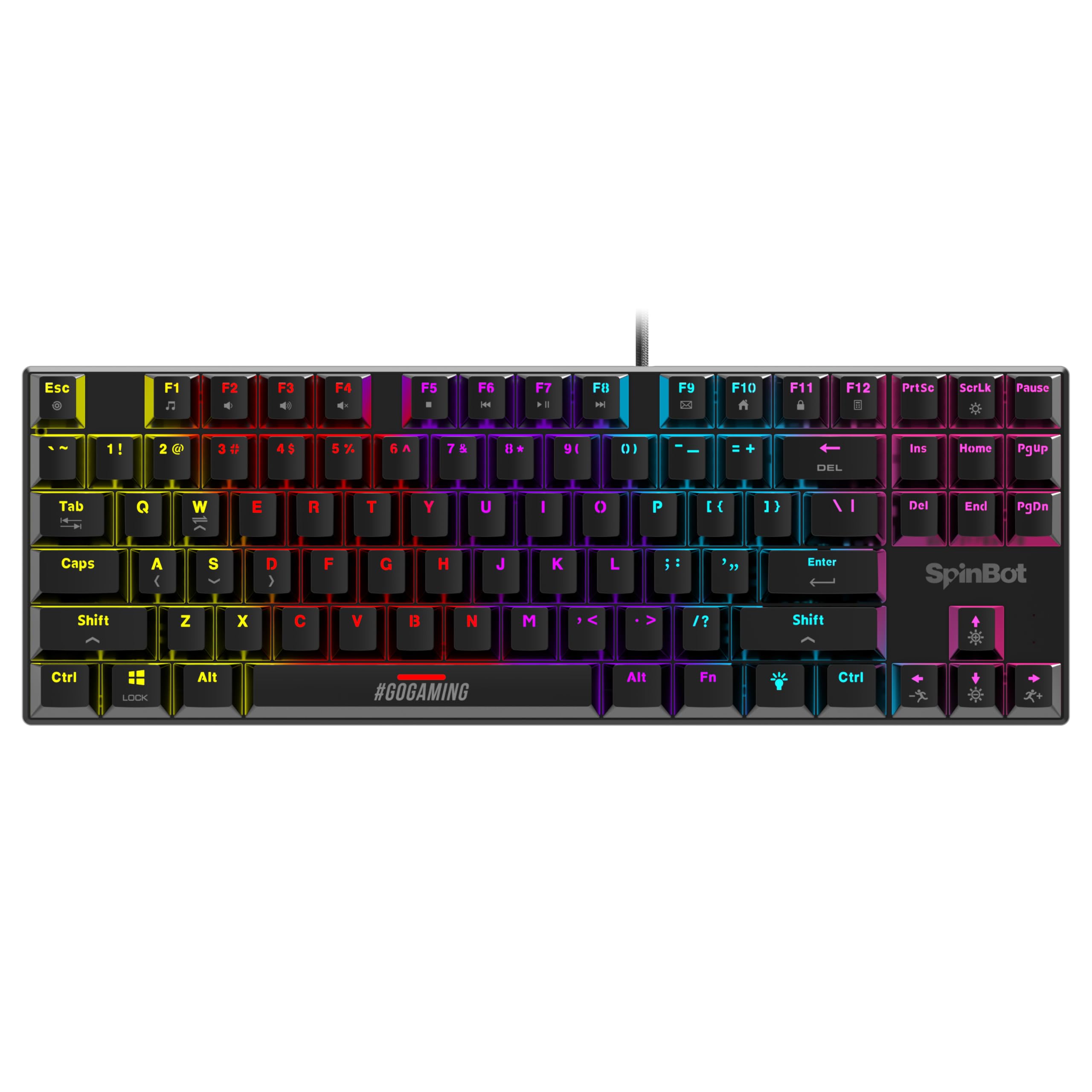 SpinBot Rage MK87 Mechanical Gaming Keyboard - Tactile Blue Switches | Compact 87-Key TKL Design | Vibrant Multicolor RGB Lighting | 26-Key Anti-Ghosting | Durable ABS Build | Plug & Play USB-picture-25