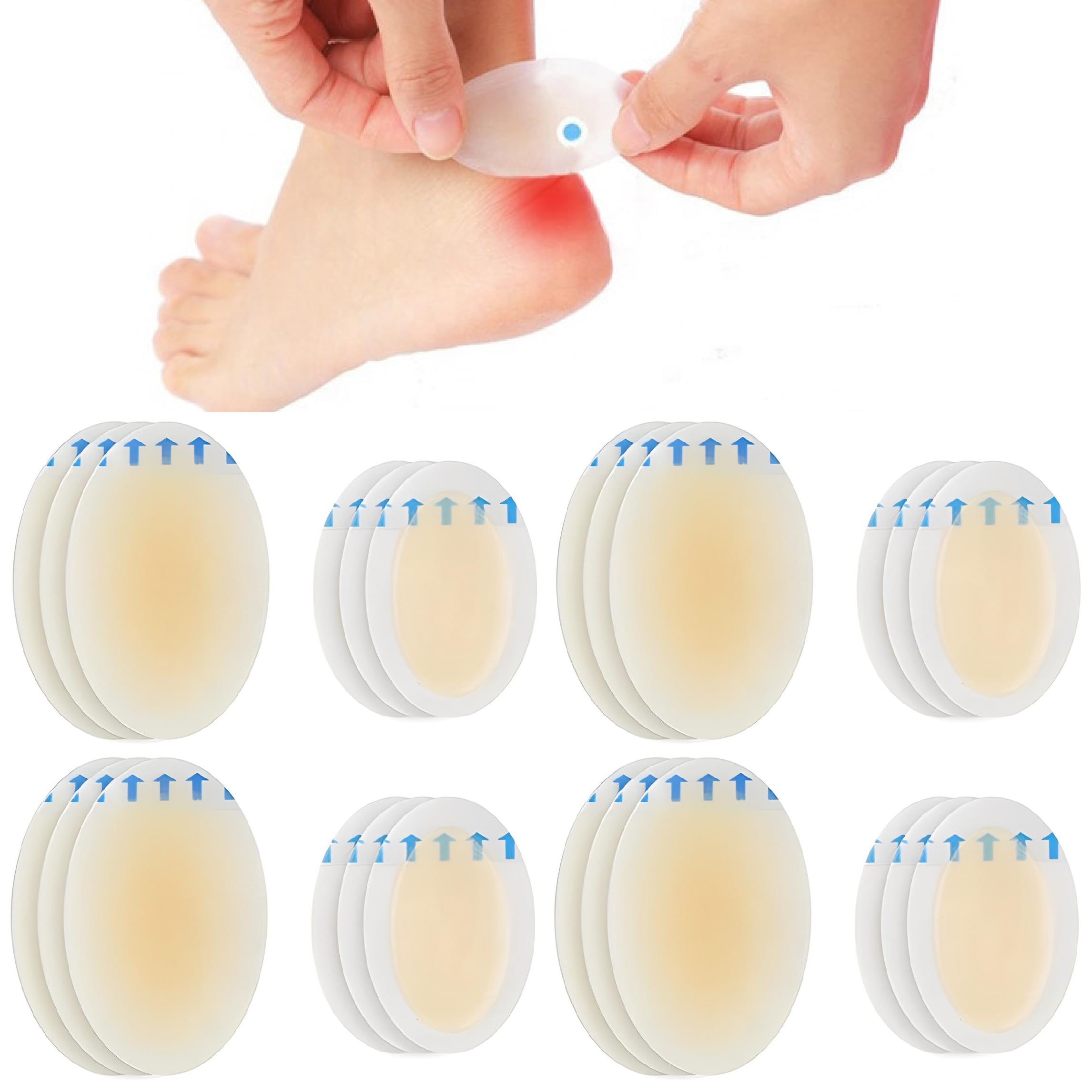 32 Cerotti per Bolle, Impermeabili, in Gel Idrocolloide, per Tallone