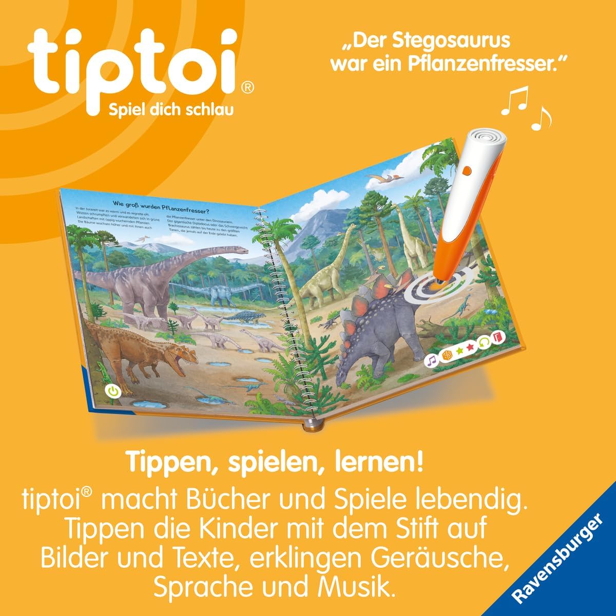 Ravensburger tiptoi ® zestaw książek | Moje duże szkło świata + ekspedycja wiedzy: dinozaury + mapa świata dla dzieci - kraje, zwierzęta, kontynenty
