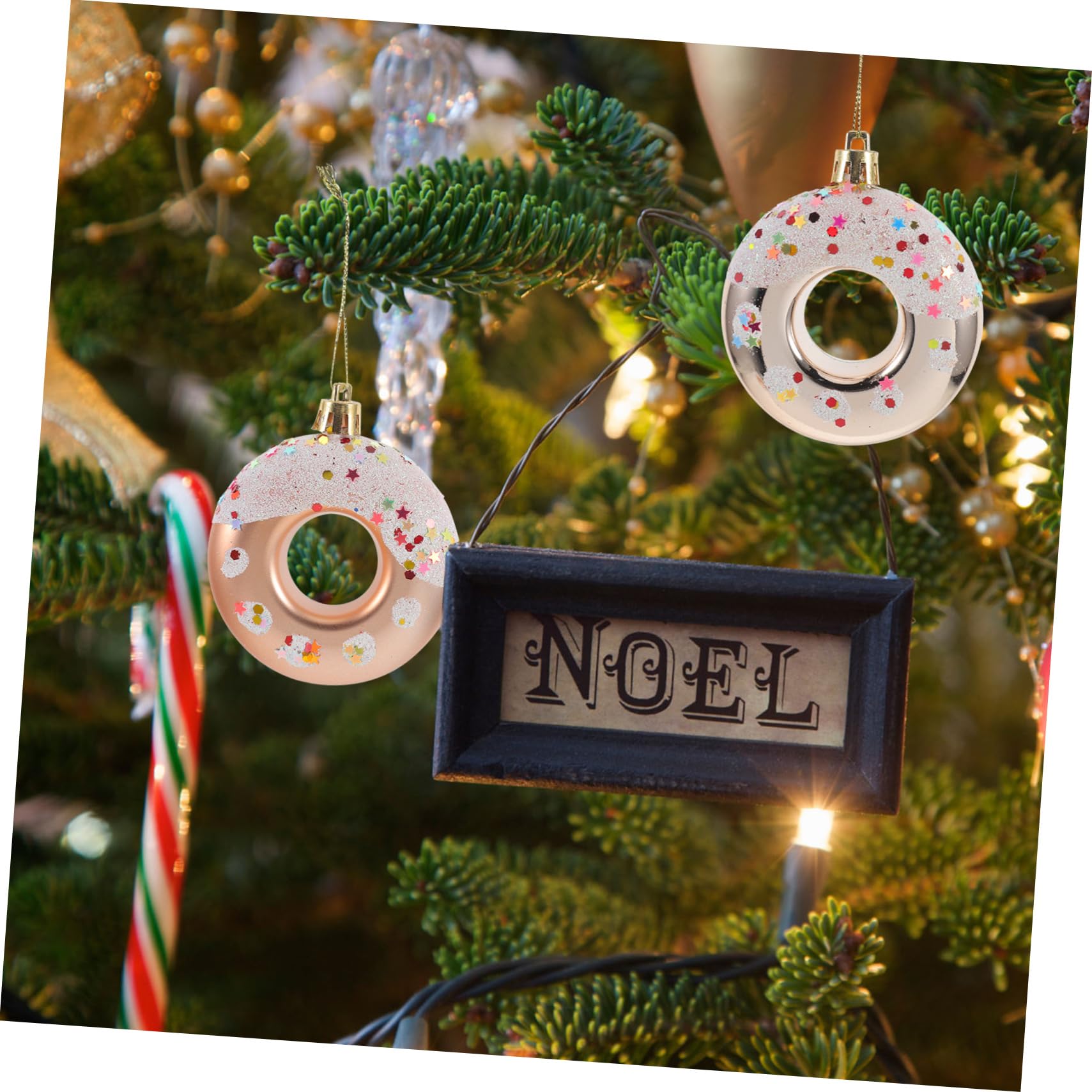 Ciieeo 20 Piezas Bola De Decoración Navideña Decoración Colgante del Árbol De Navidad Adorno Colgante De Donut De Árbol De Pascua Decoraciones De Fiesta De Donas Donut Falso El Plastico