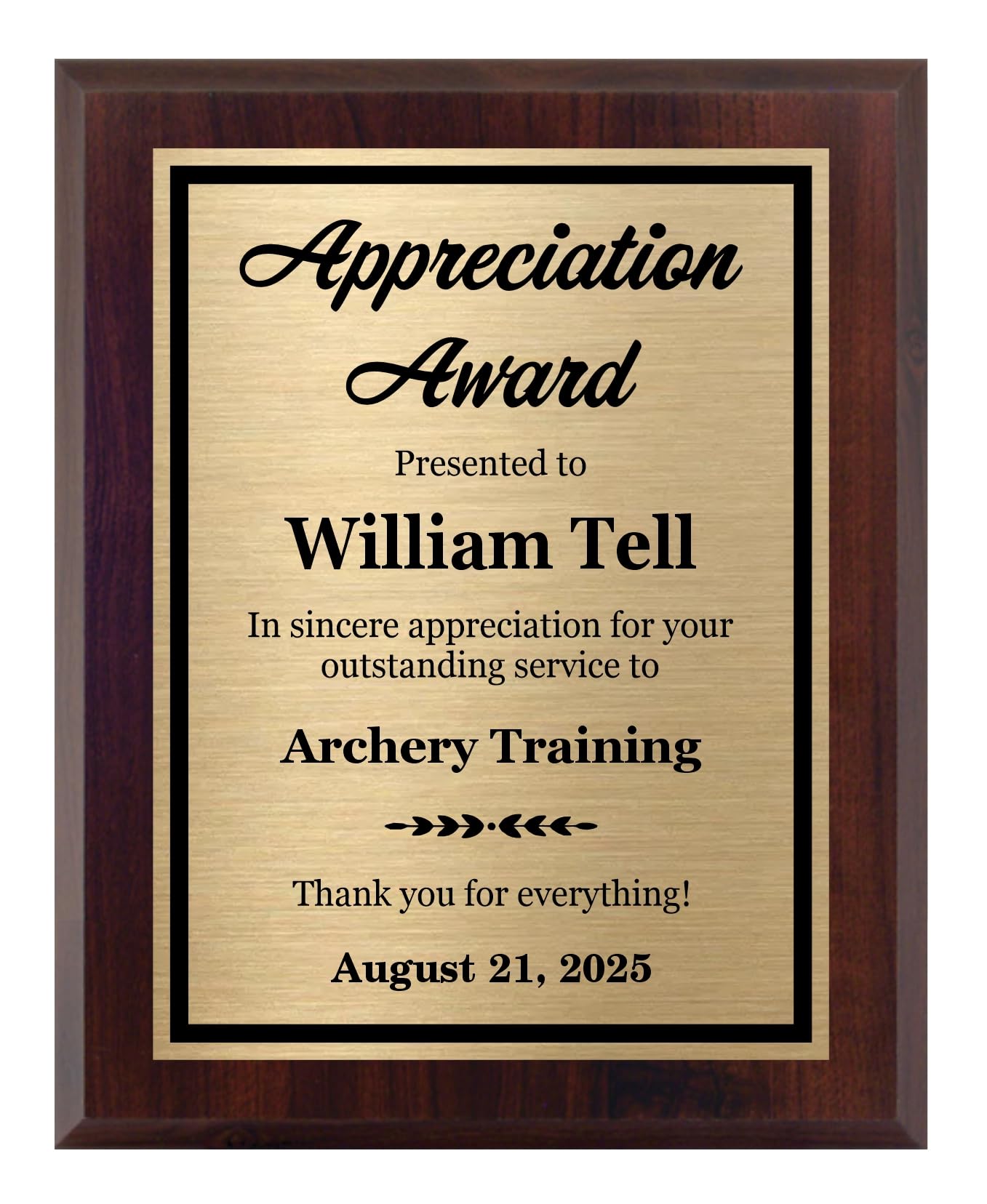 Appreciation Award Plaque Customizable 8x10 - Personalized Awards and Trophies for Employee Recognition - Custom Plaques with Your Text - Customize Now!