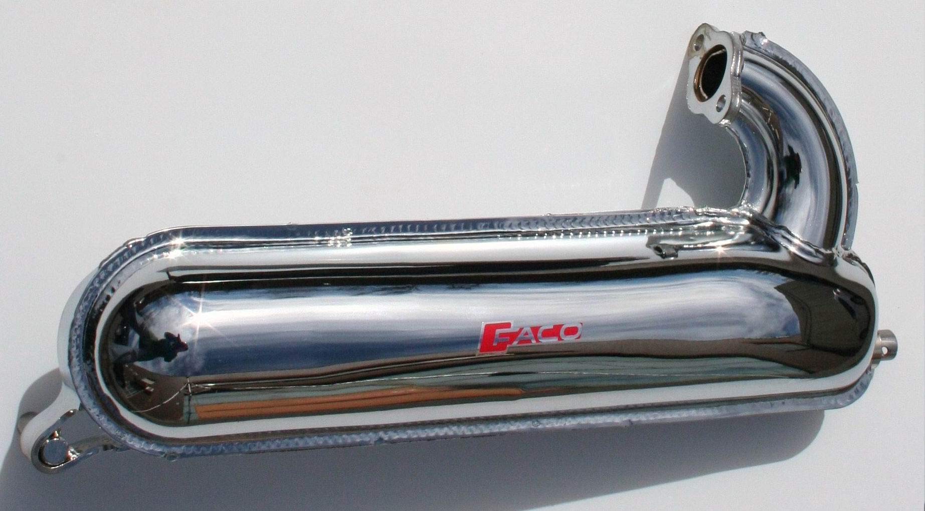 Faco Marmitta Scarico Espansione Racing Siluro Cromata compatibile con Piaggio Vespa 125 ET3 PRIMAVERA 50 SPECIAL 130cc